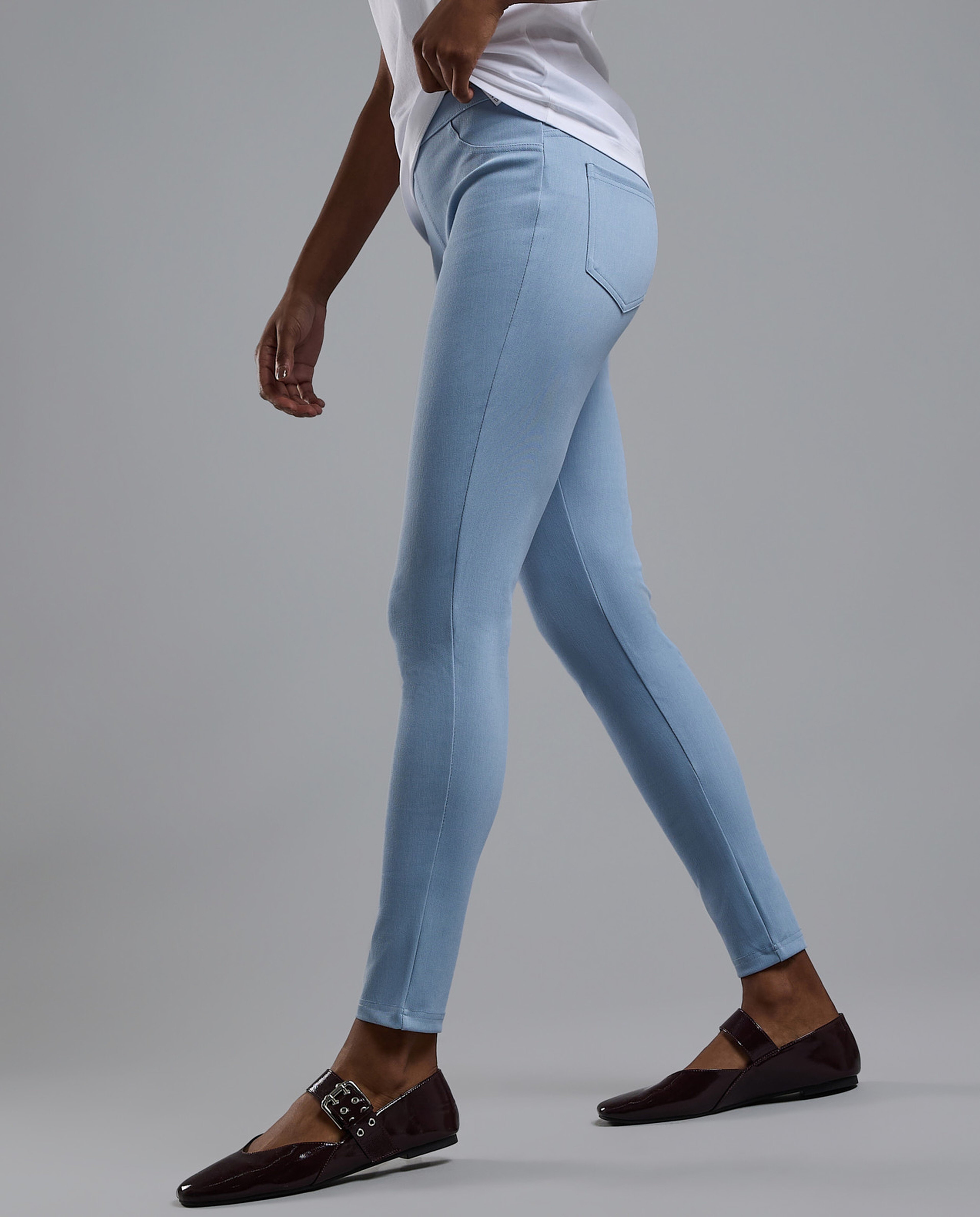 Faded Jeggings with Elastic Waist