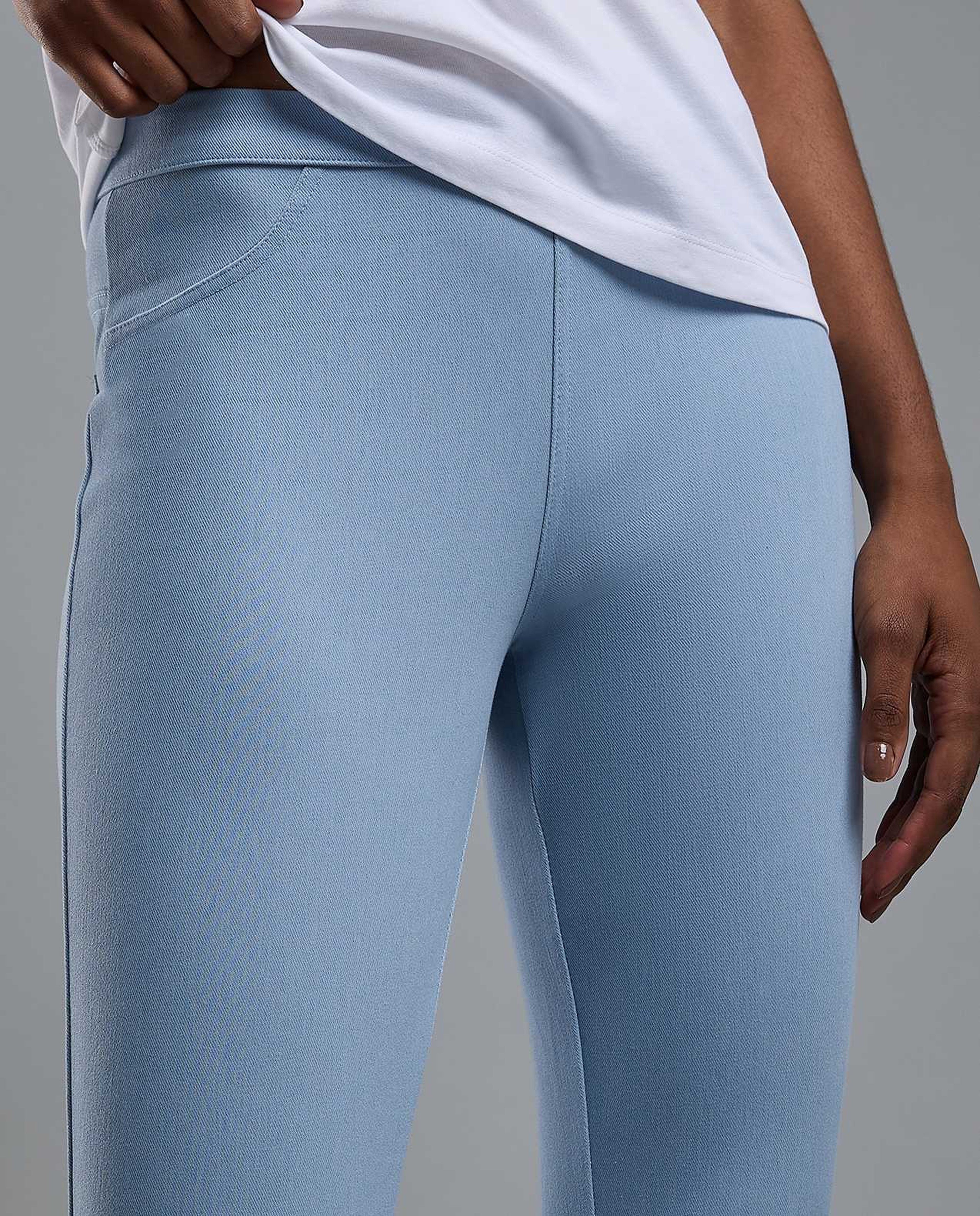 Faded Jeggings with Elastic Waist