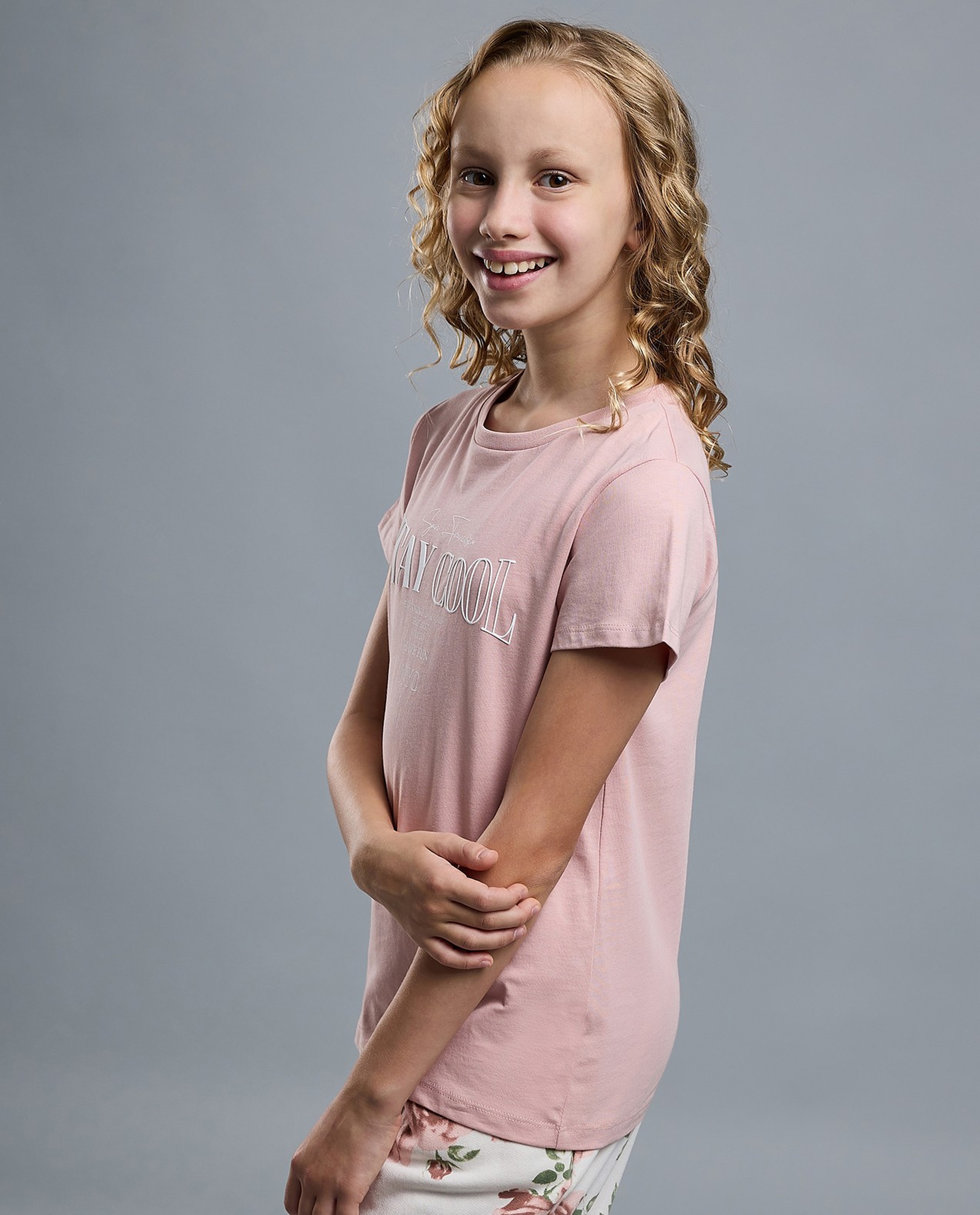 Typography Print T-Shirt with Crew Neck and Short Sleeves