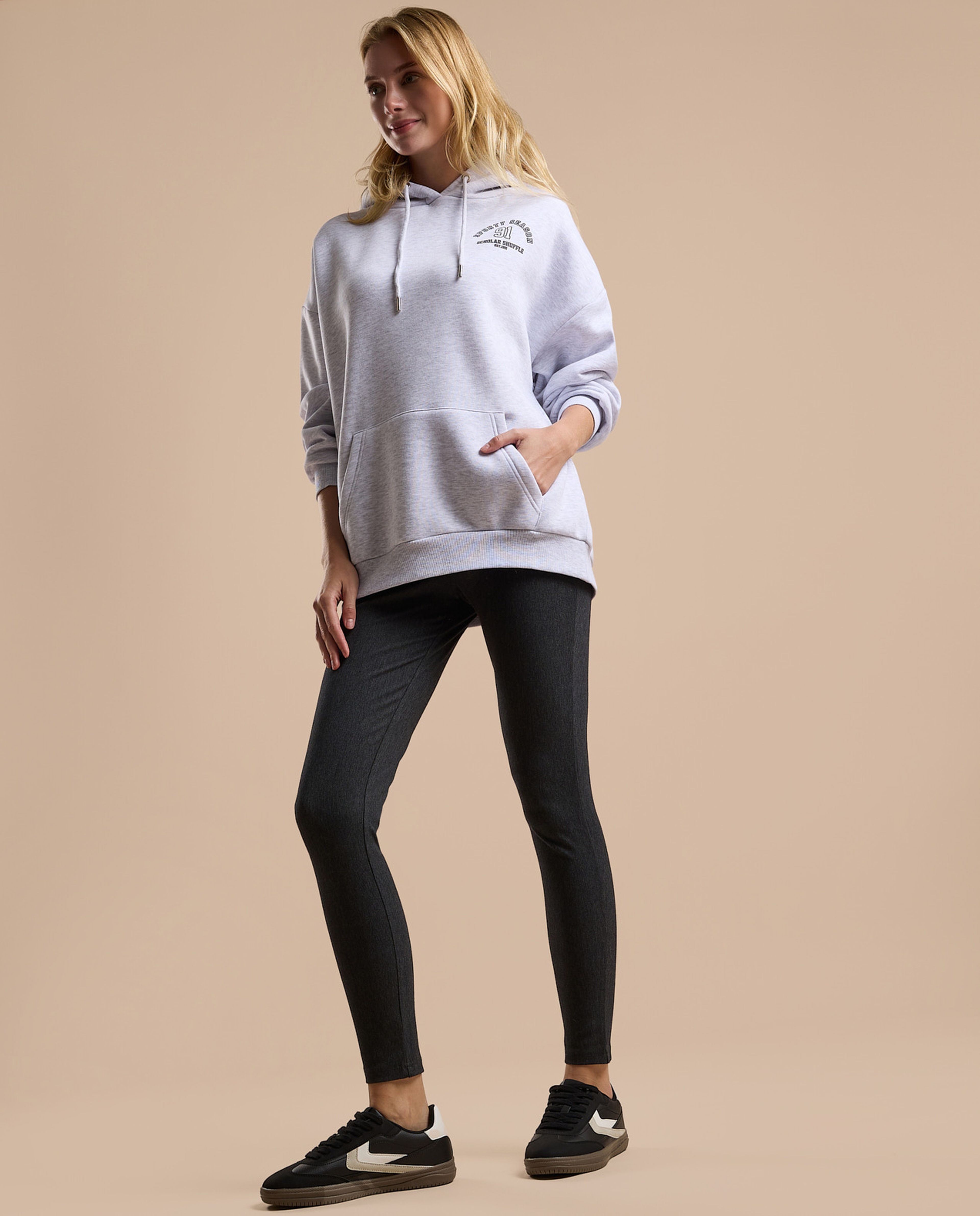 Solid Jeggings with Elastic Waist