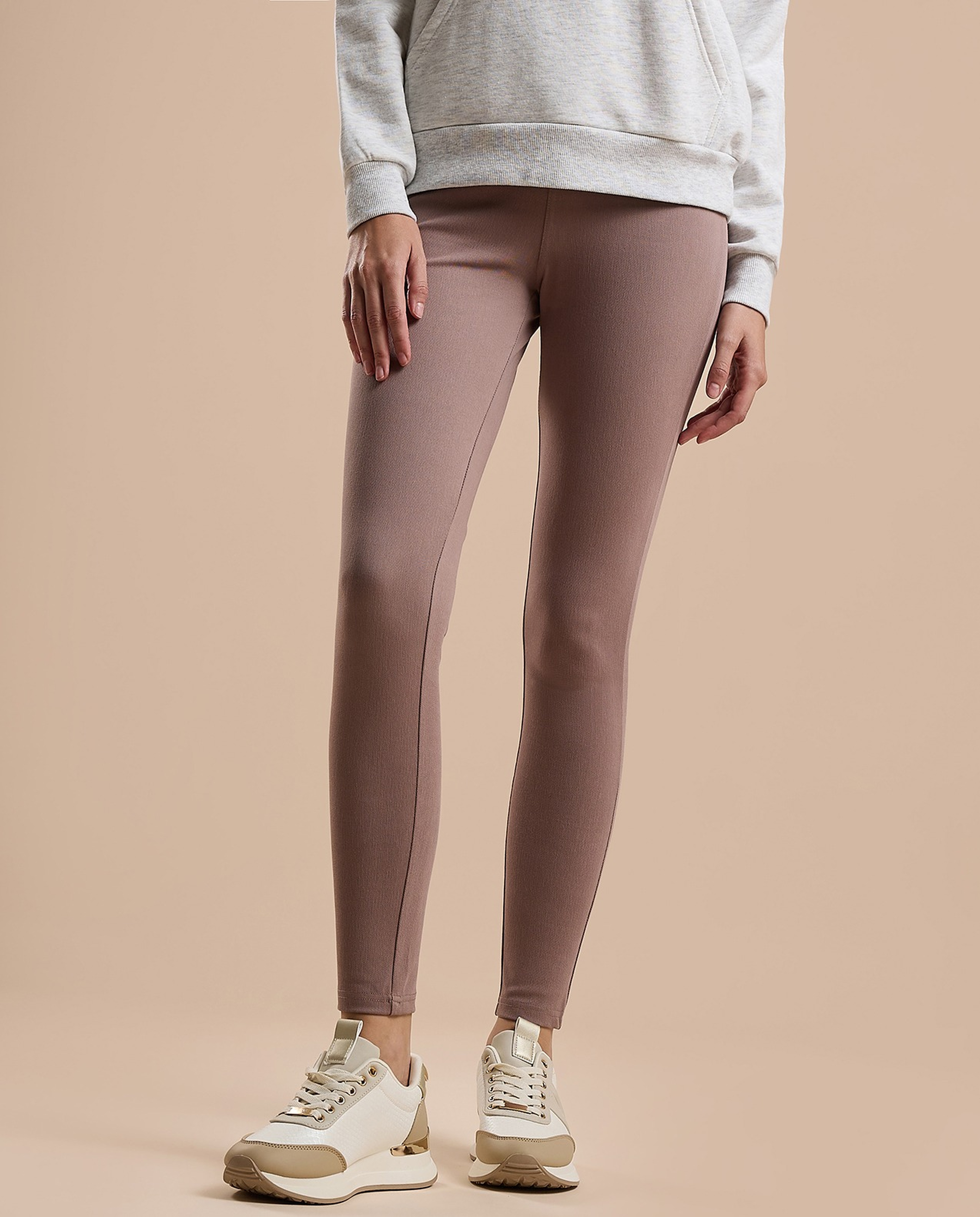Solid Jeggings with Elastic Waist