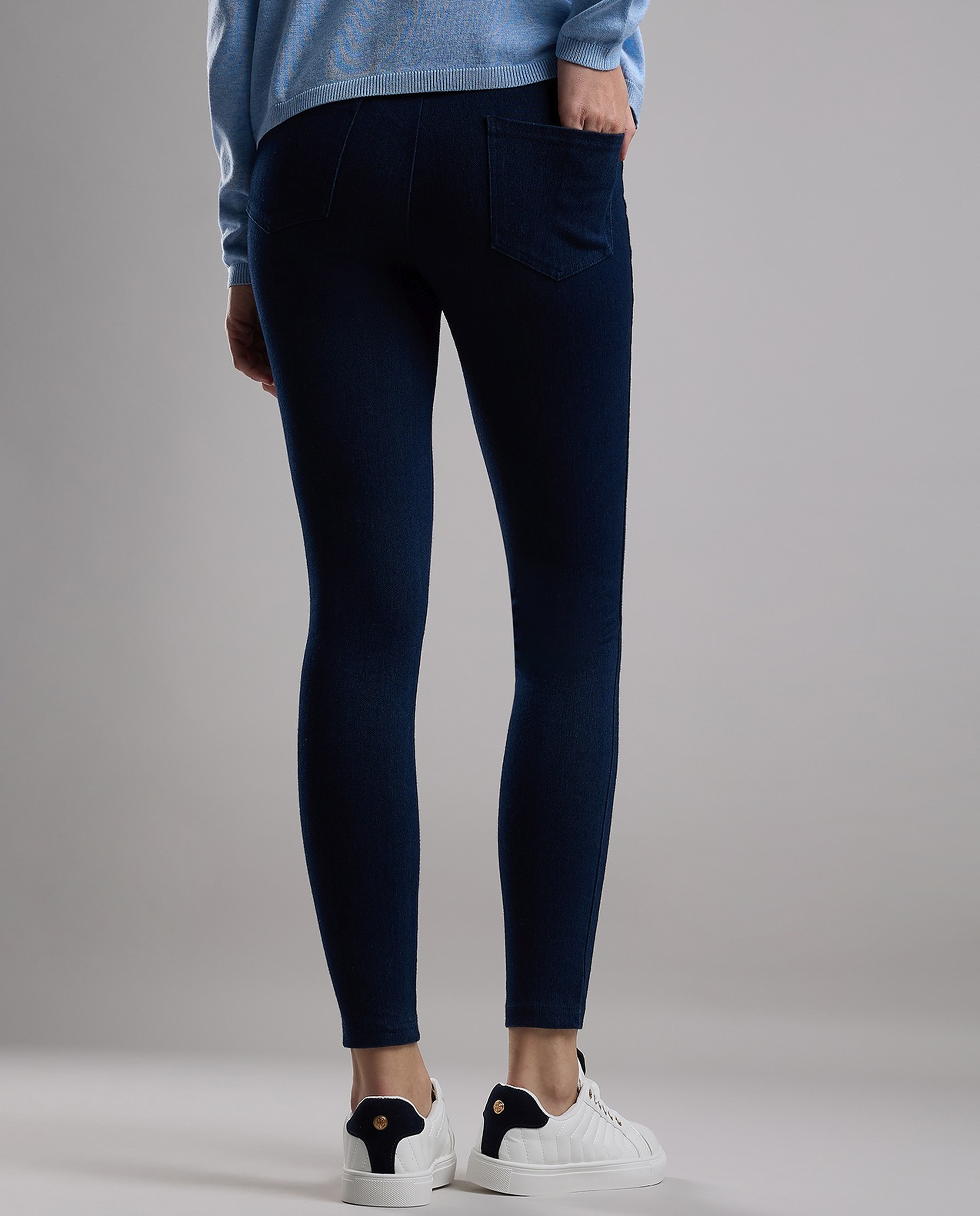 Solid Jeggings with Elastic Waist