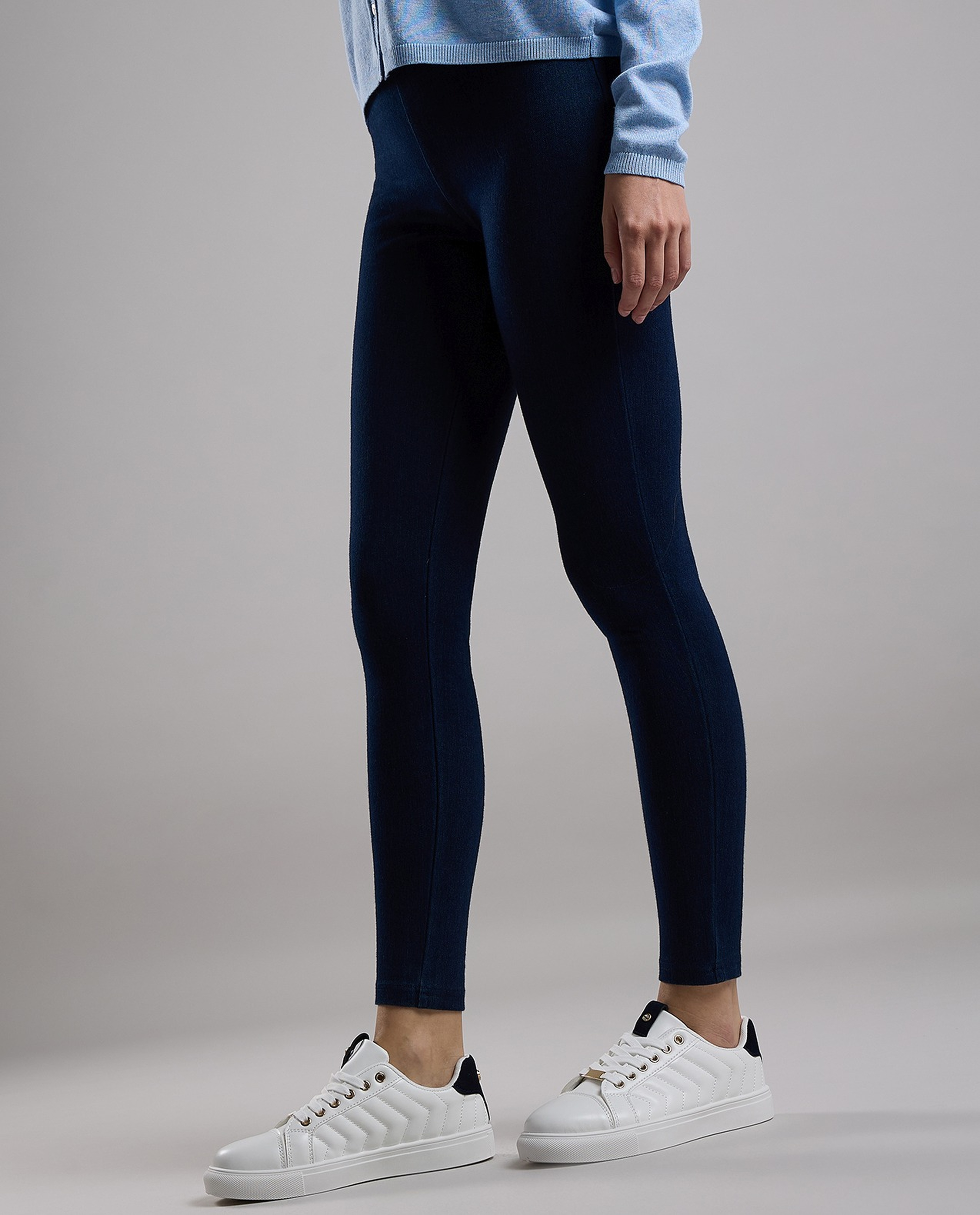 Solid Jeggings with Elastic Waist