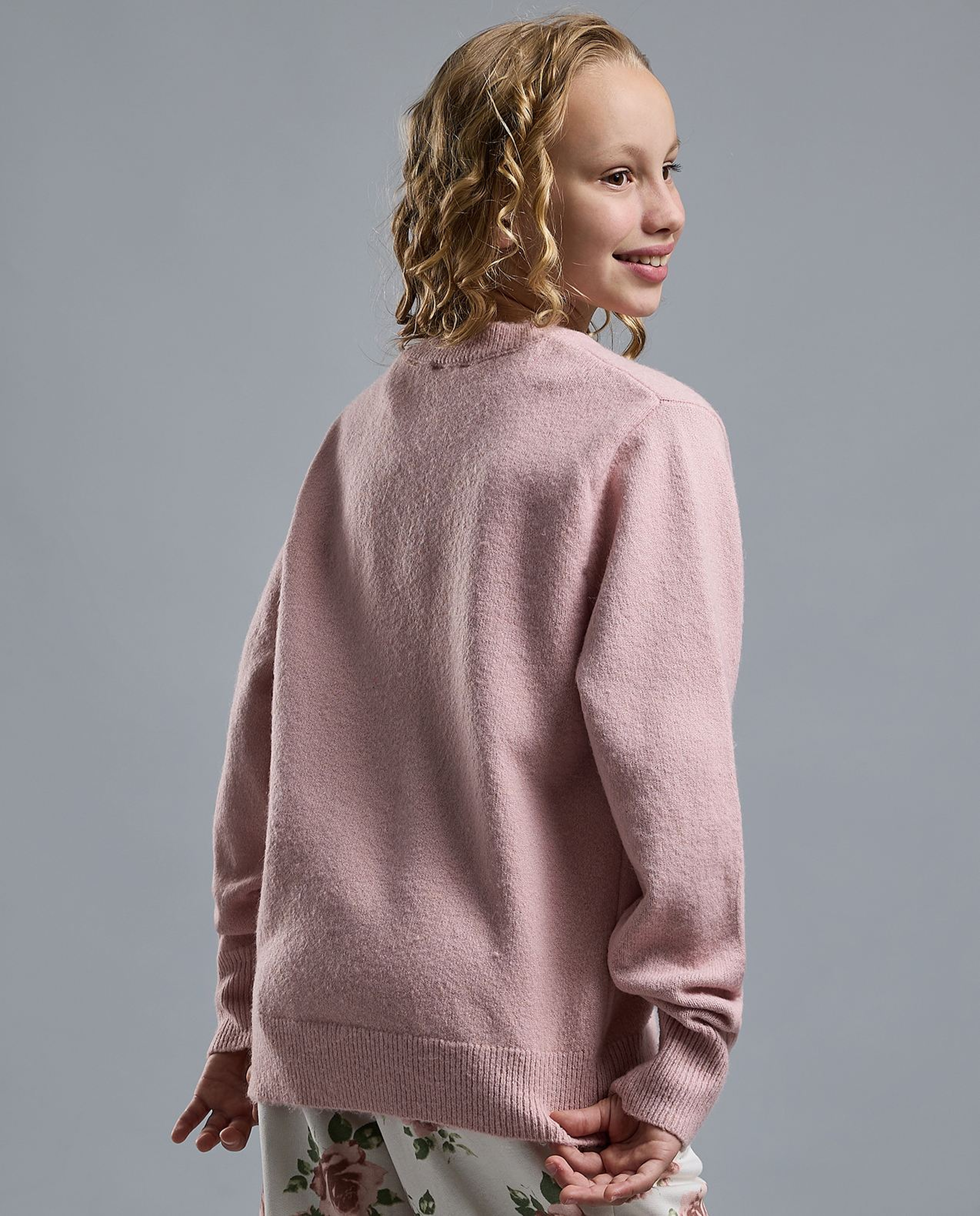 Embellished Sweater with Crew Neck and Long Sleeves