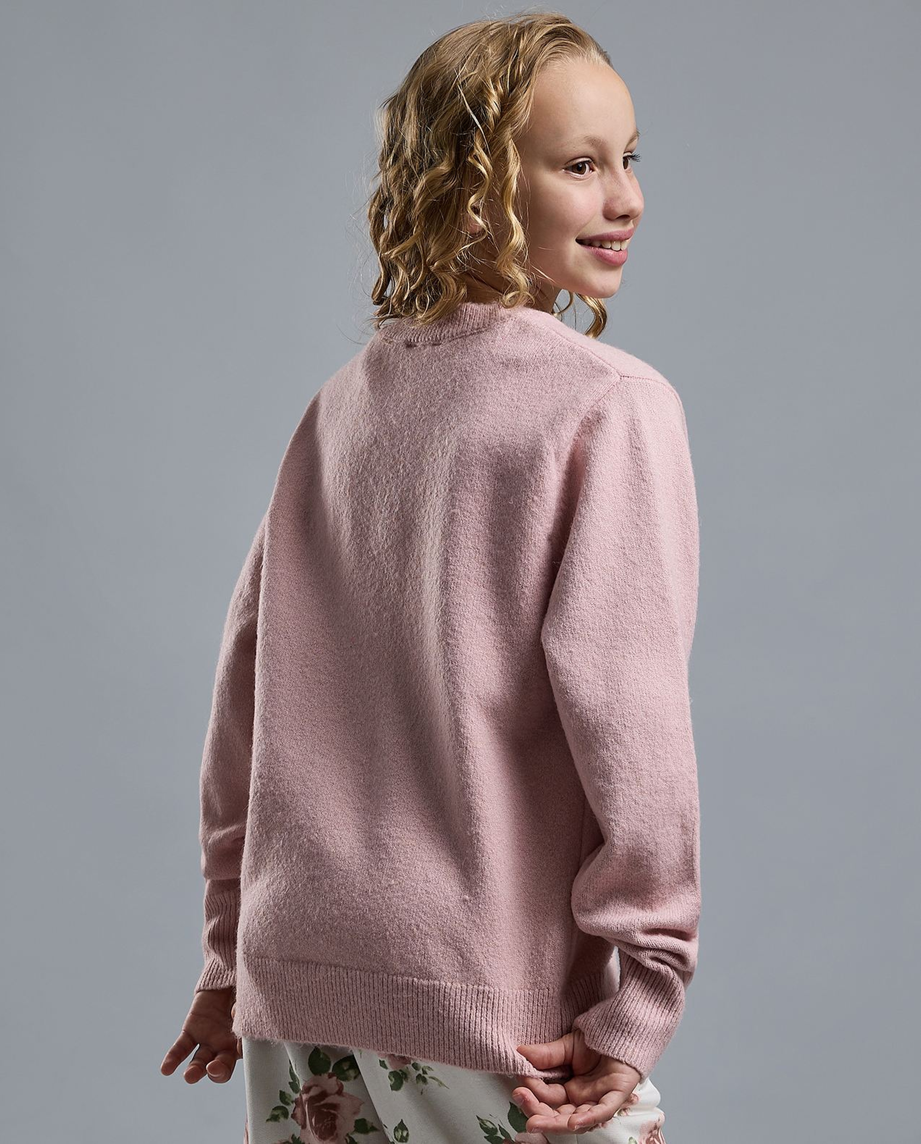 Embellished Sweater with Crew Neck and Long Sleeves