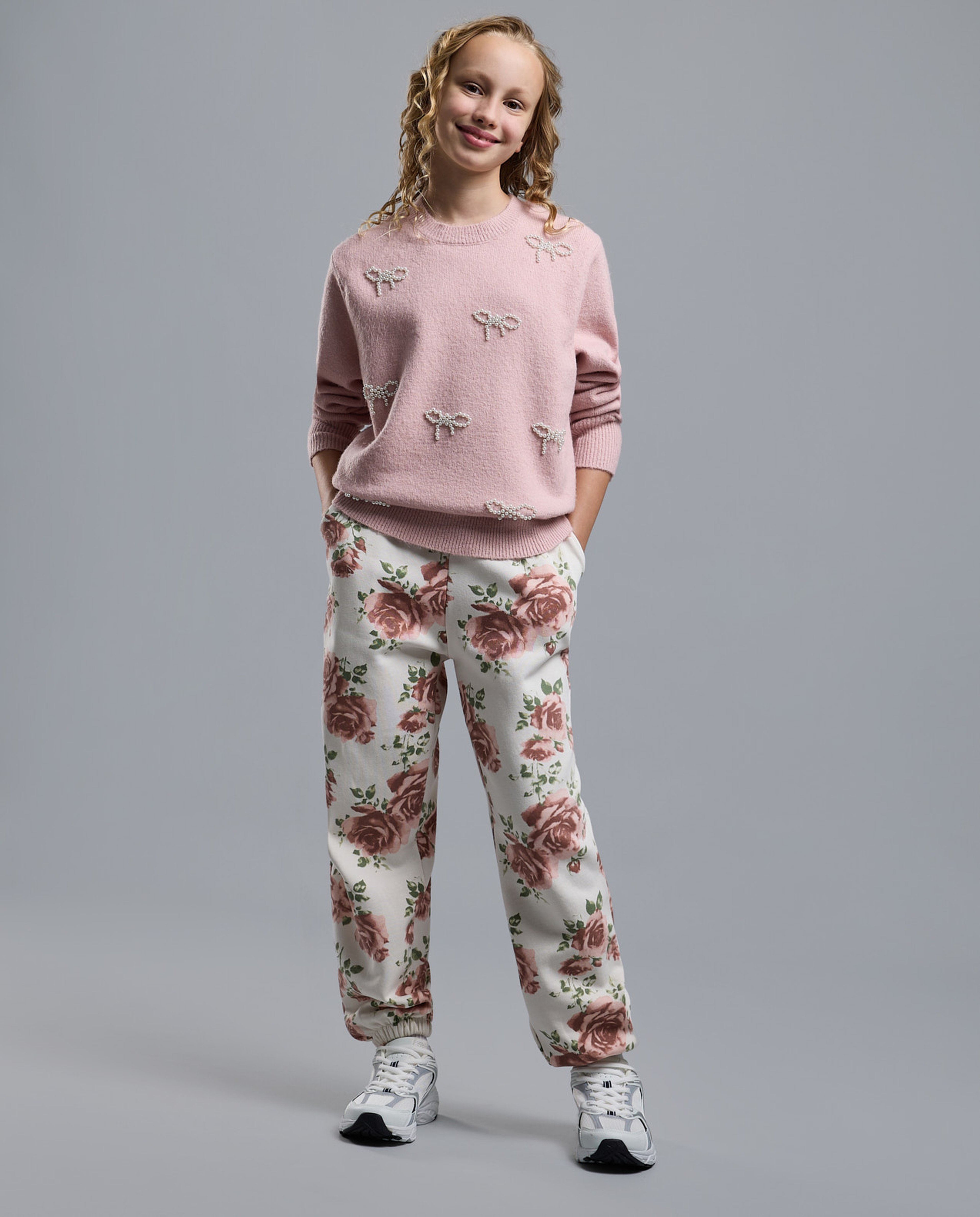 Embellished Sweater with Crew Neck and Long Sleeves