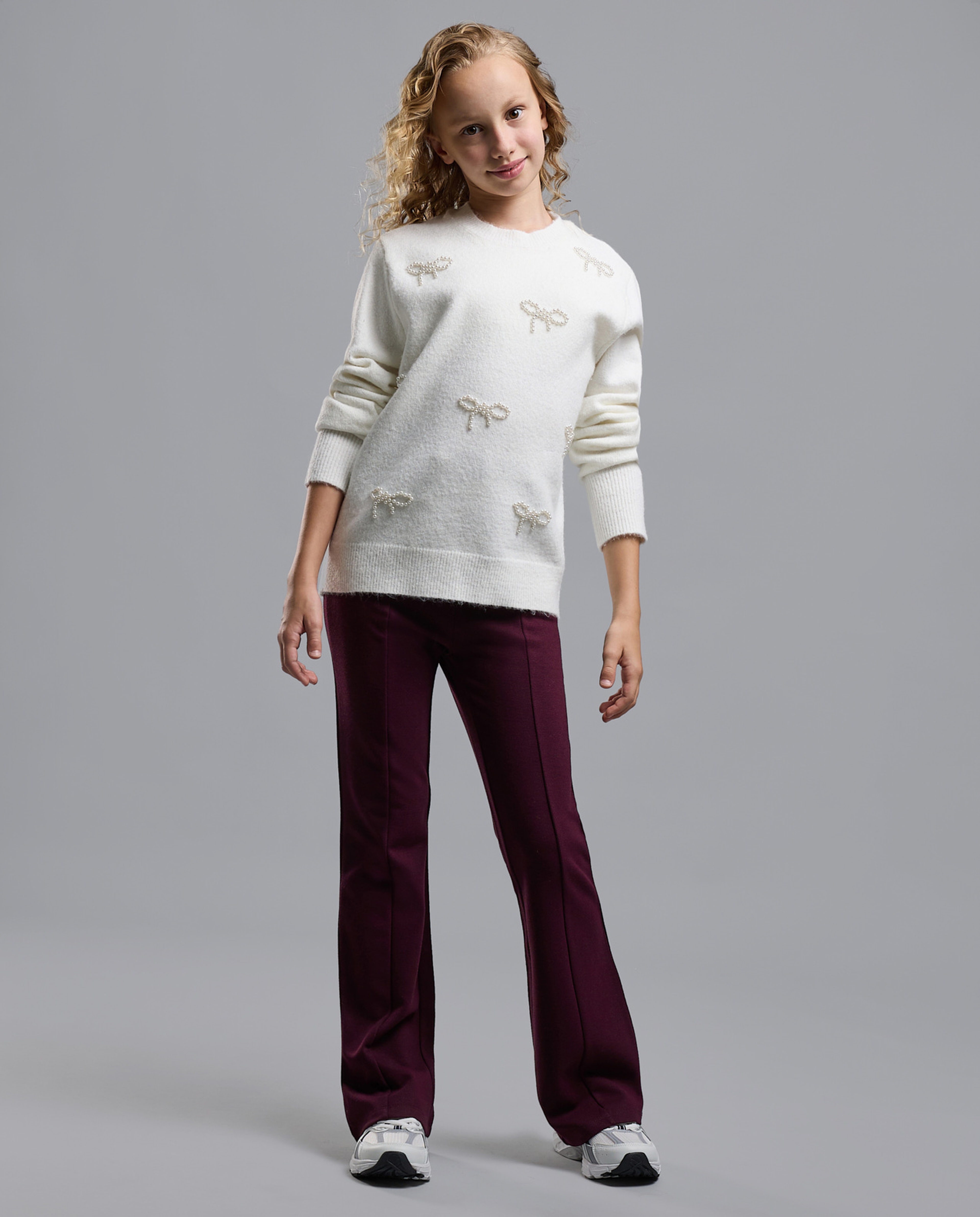Embellished Sweater with Crew Neck and Long Sleeves