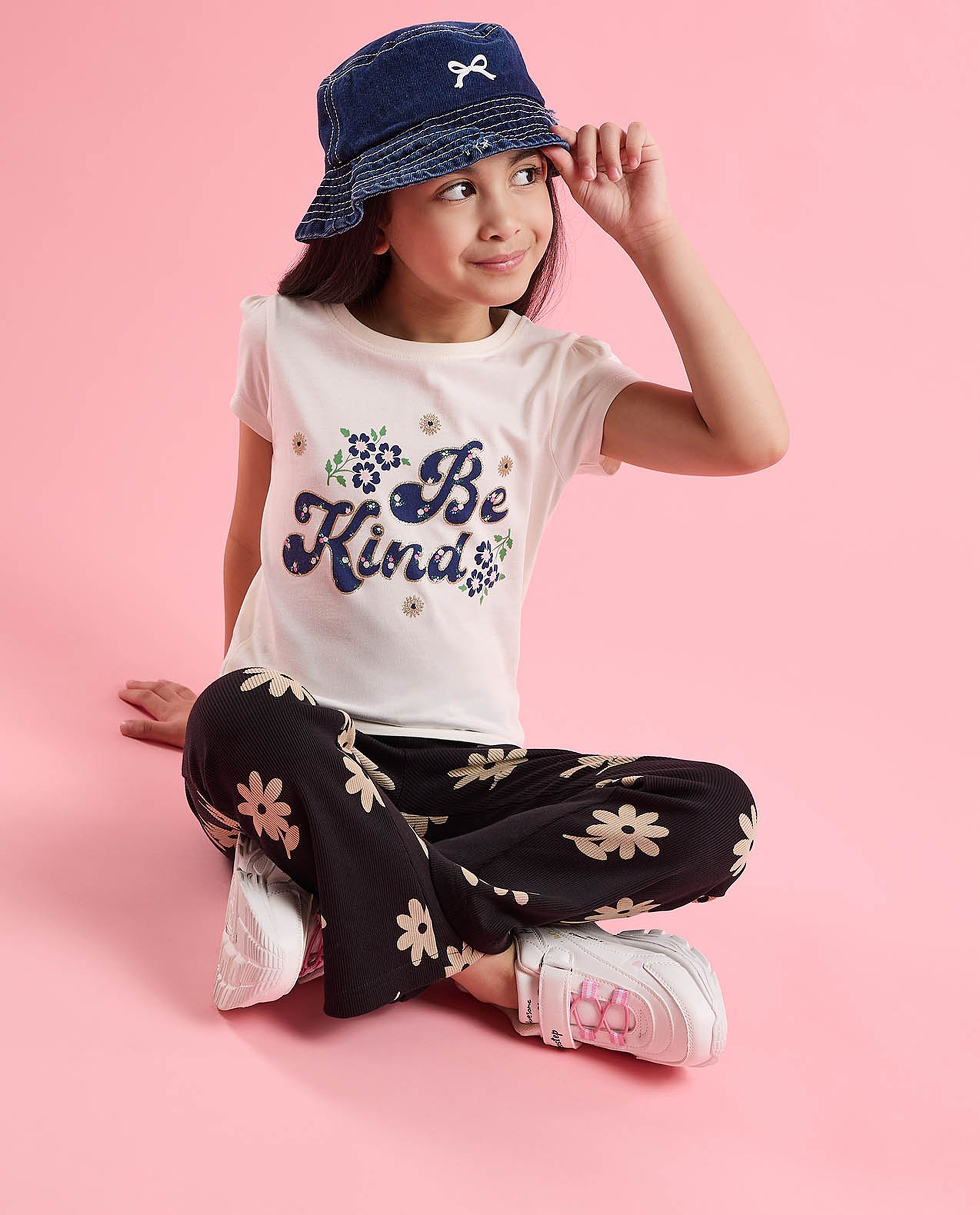 Typography Print T-Shirt with Crew Neck and Short Sleeves