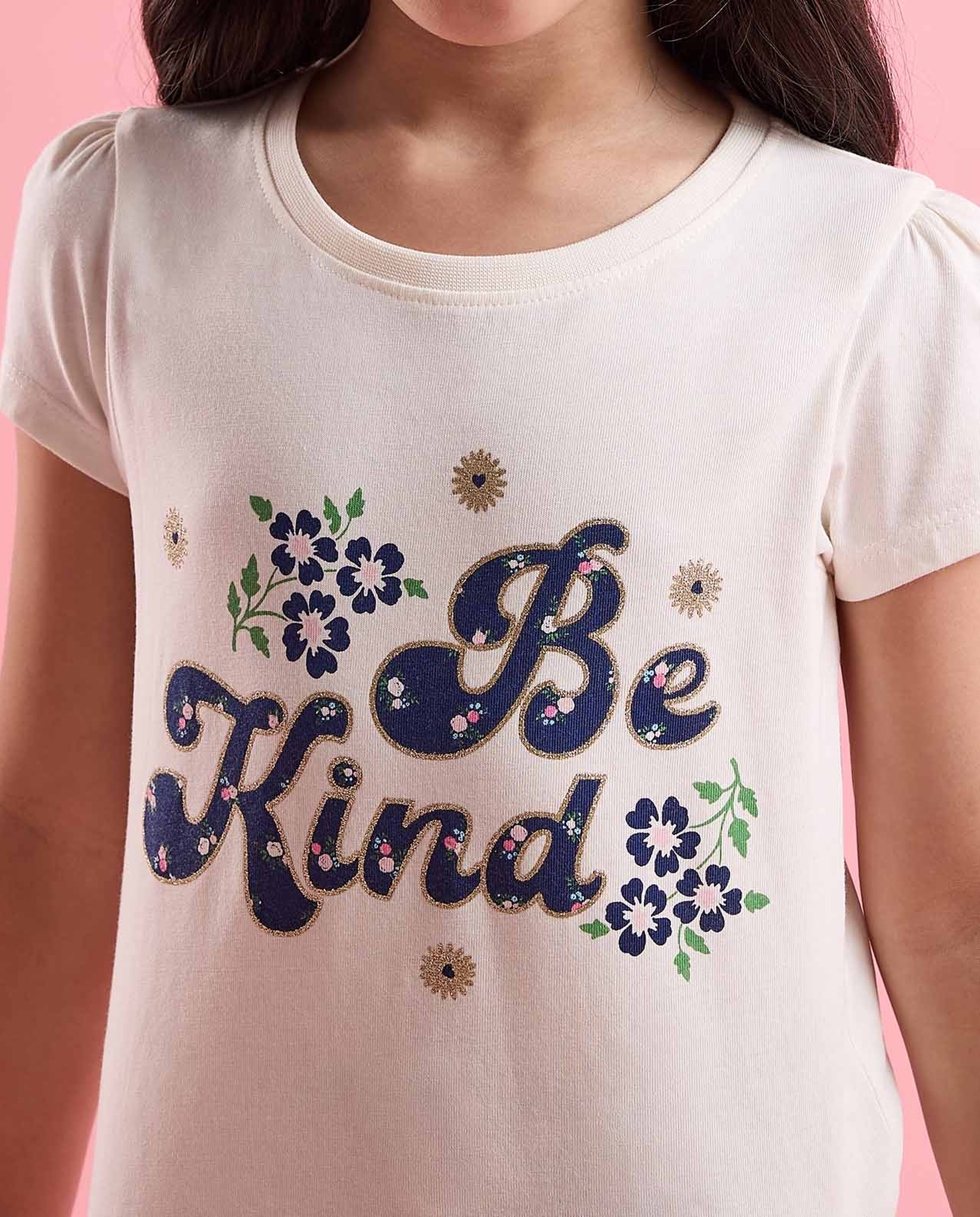 Typography Print T-Shirt with Crew Neck and Short Sleeves