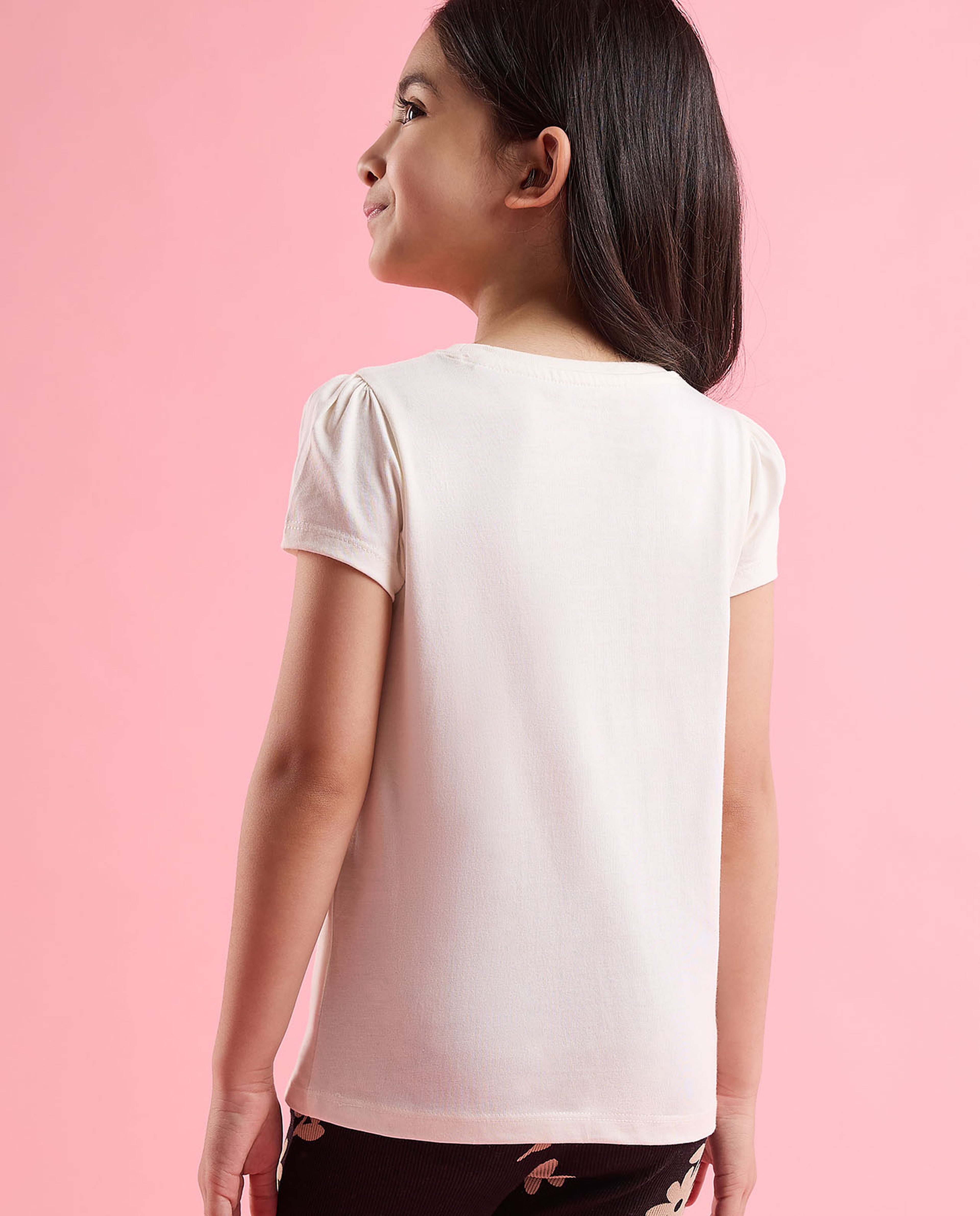 Typography Print T-Shirt with Crew Neck and Short Sleeves