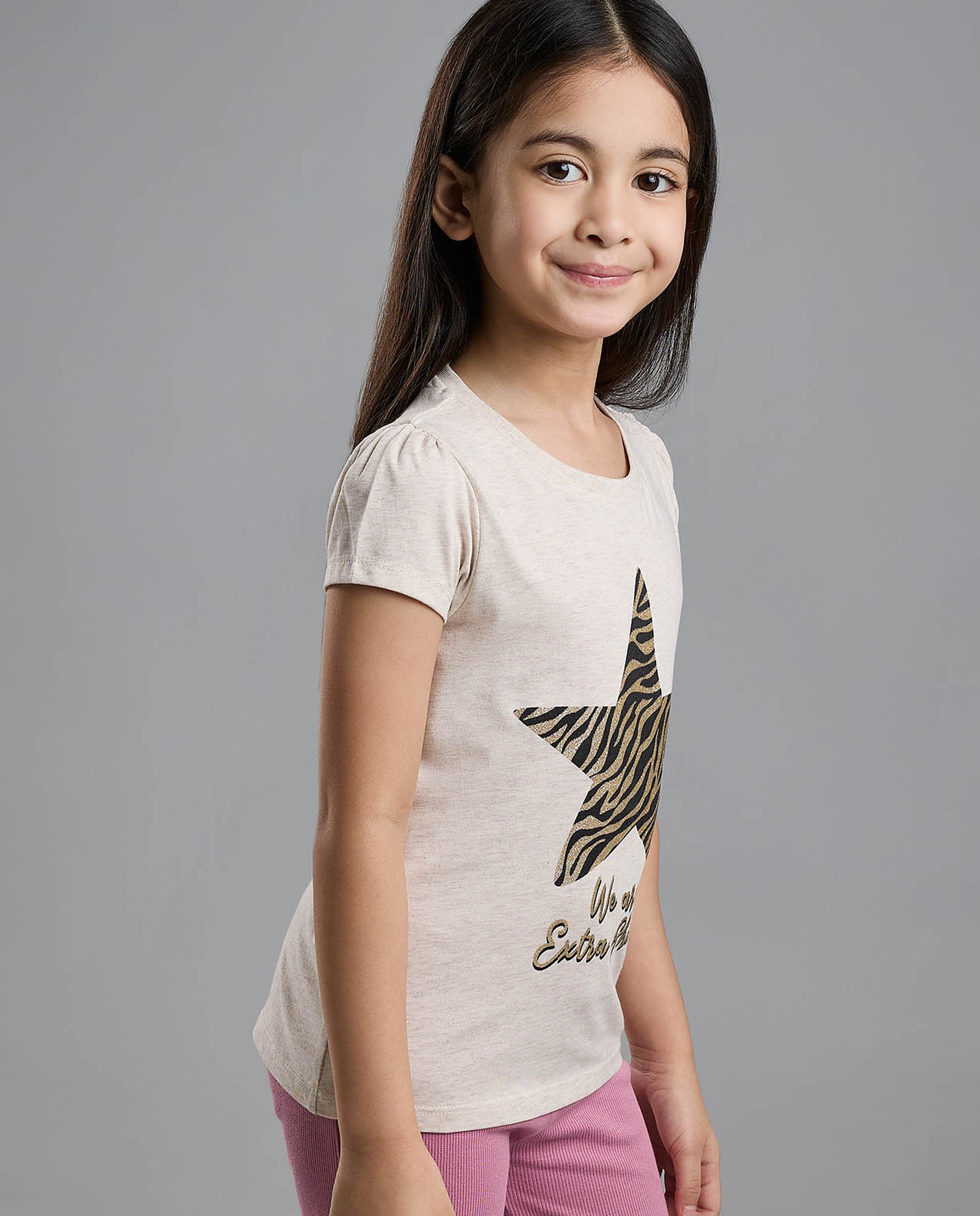 Printed T-Shirt with Crew Neck and Short Sleeves