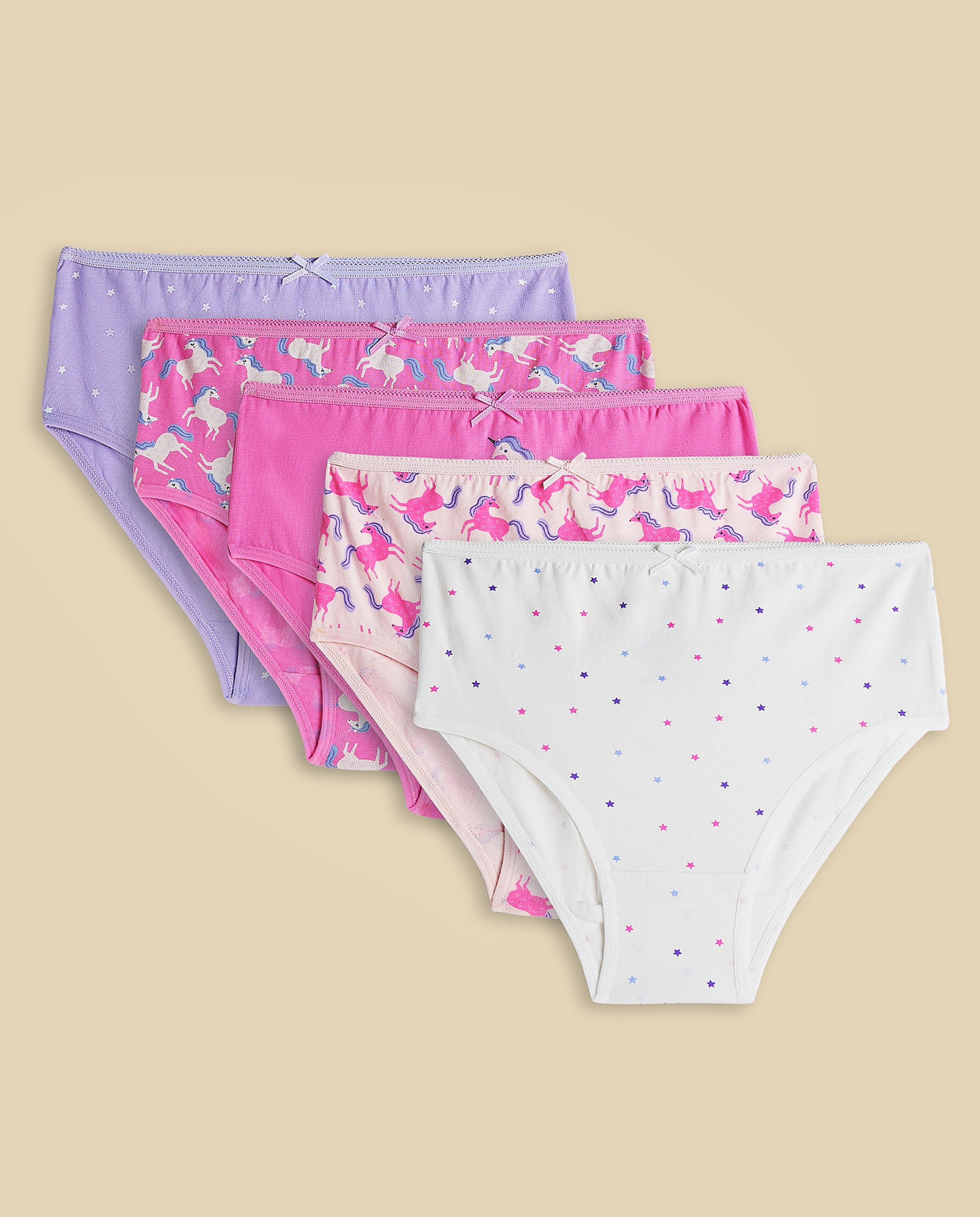 5 Pack Unicorn Printed Bikini Briefs