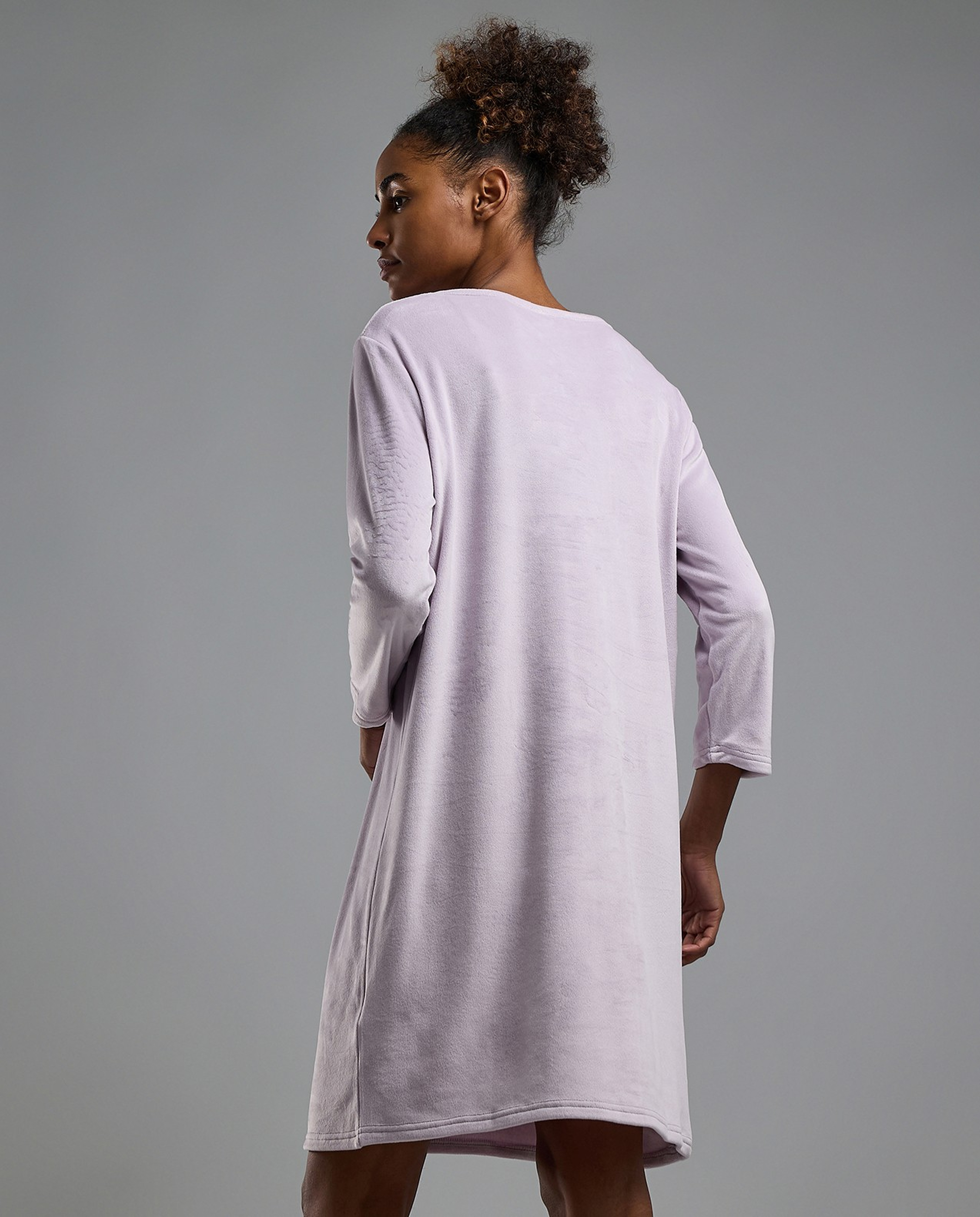 Appliqued Nightdress with Long Sleeves