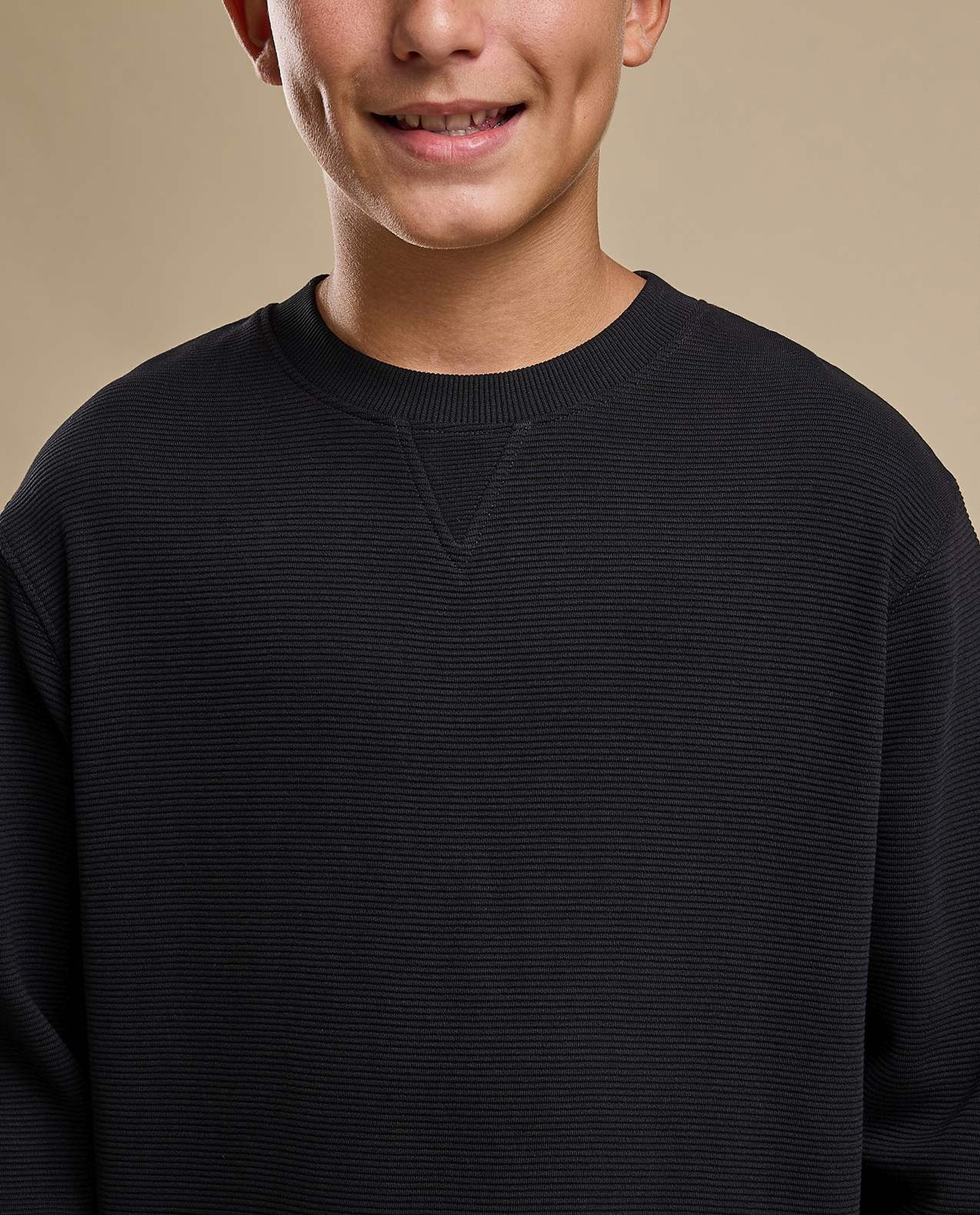 Textured Sweatshirt with Crew Neck and Long Sleeves