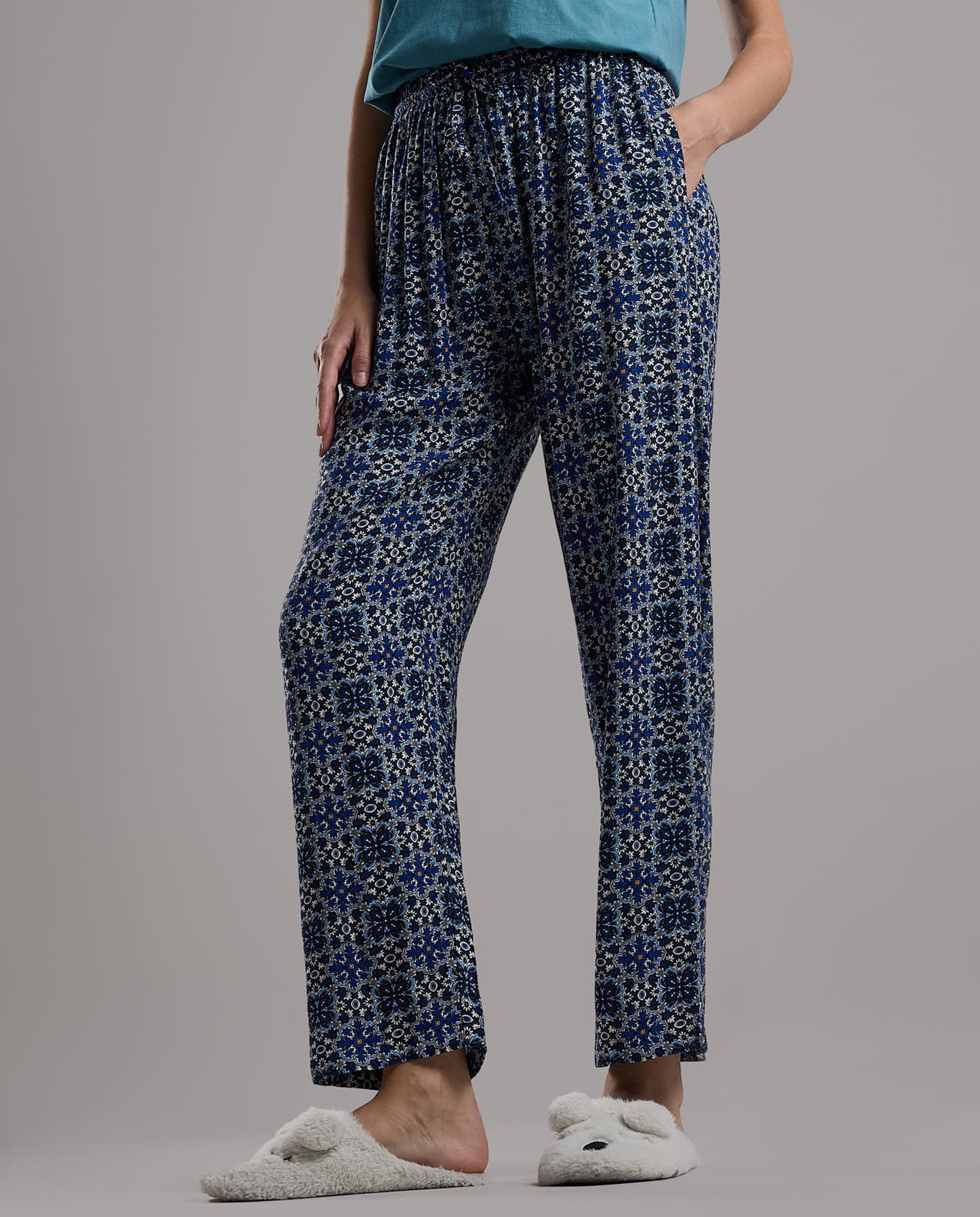 Patterned Pyjama Pants with Drawstring Waist