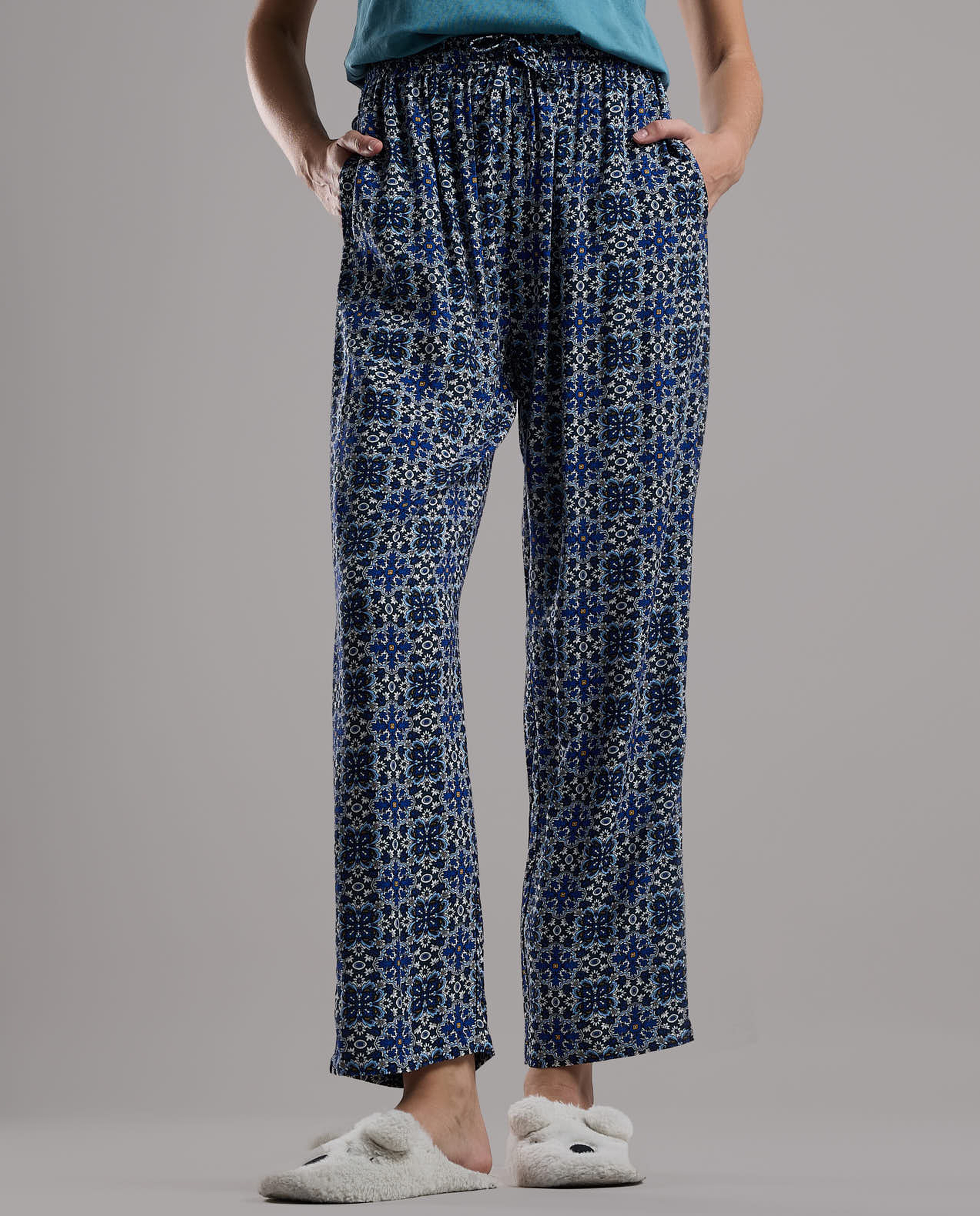 Patterned Pyjama Pants with Drawstring Waist