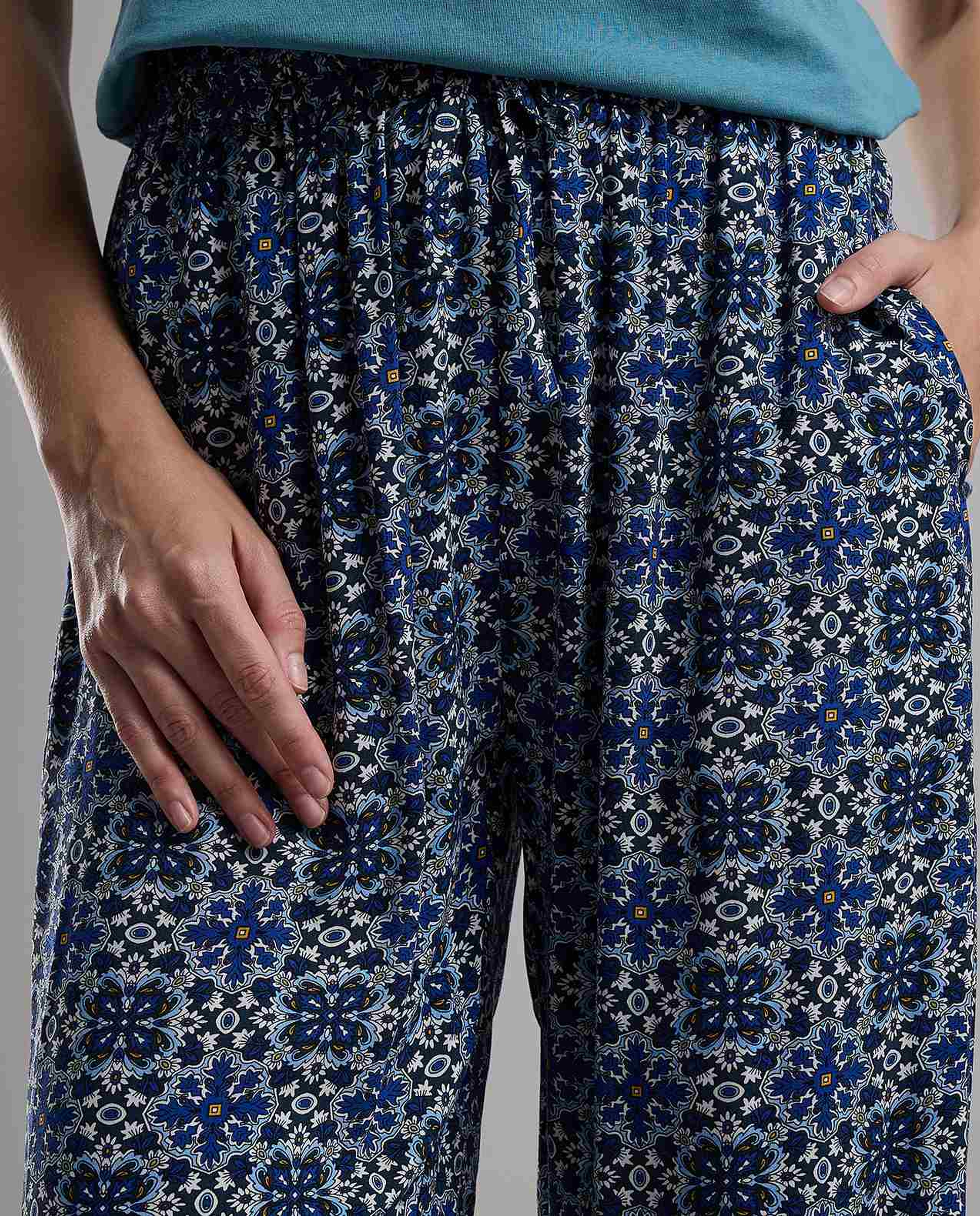 Patterned Pyjama Pants with Drawstring Waist