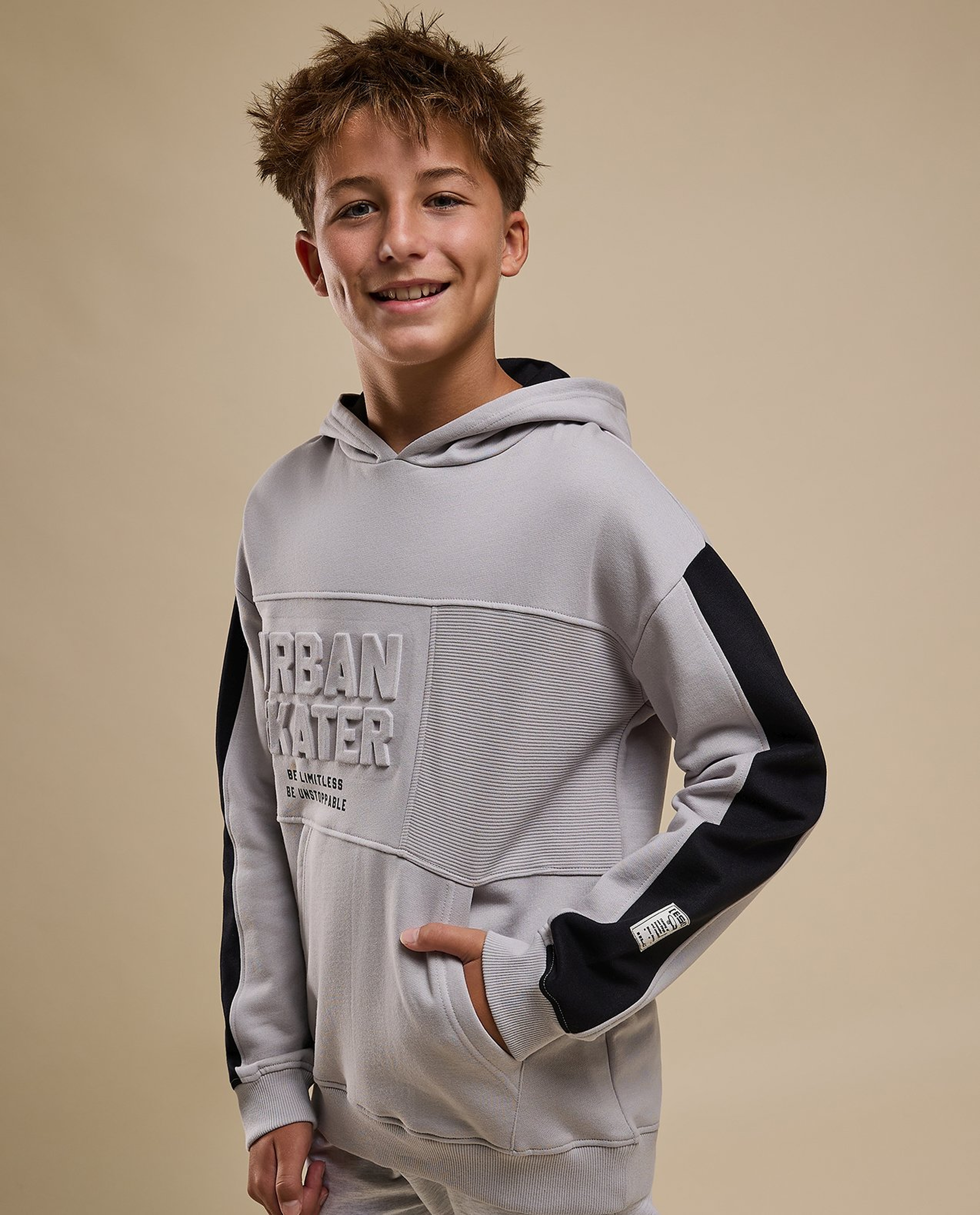 Color Block Hoodie with Long Sleeves