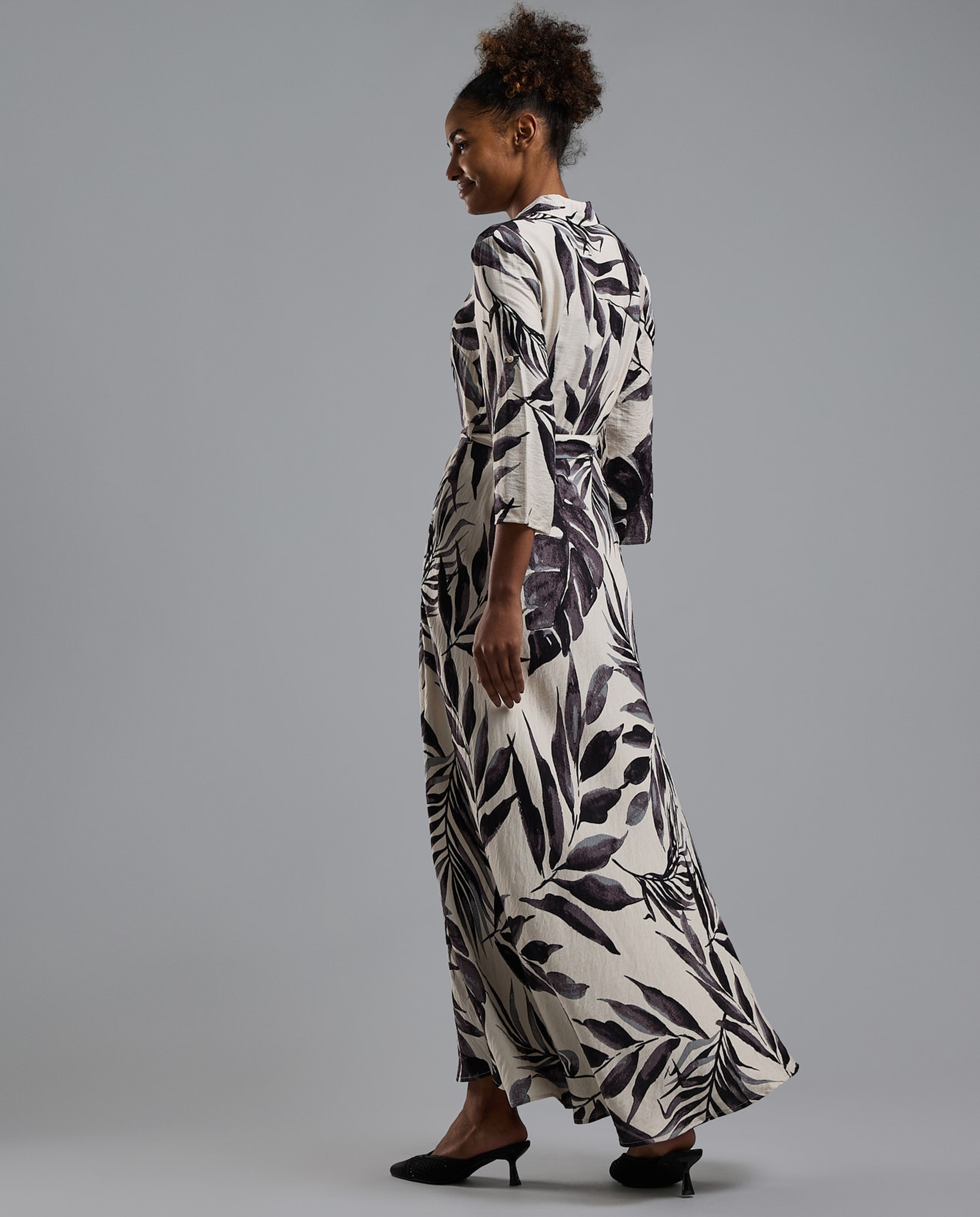 Printed Shirt Dress with Short Sleeves