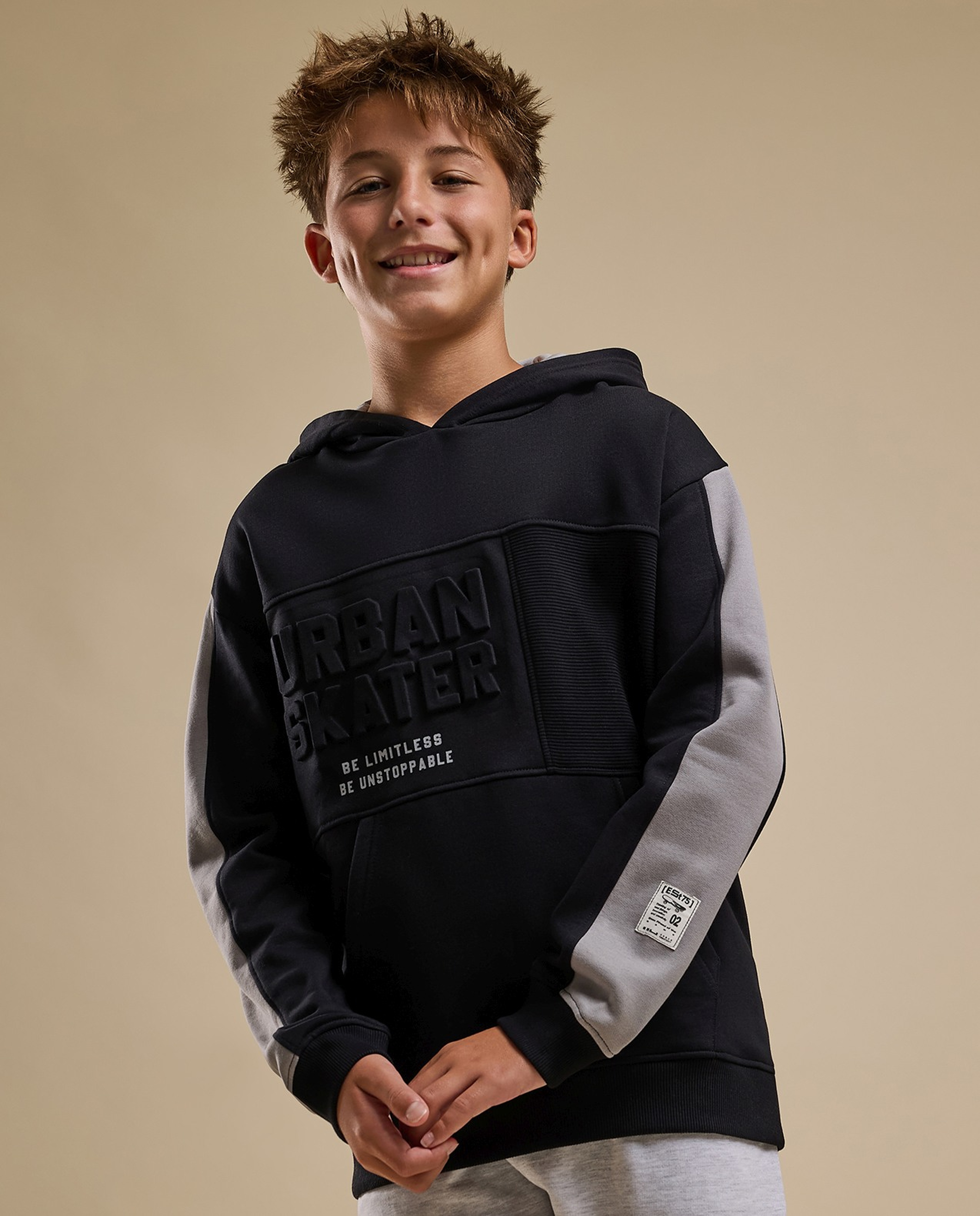 Color Block Hoodie with Long Sleeves