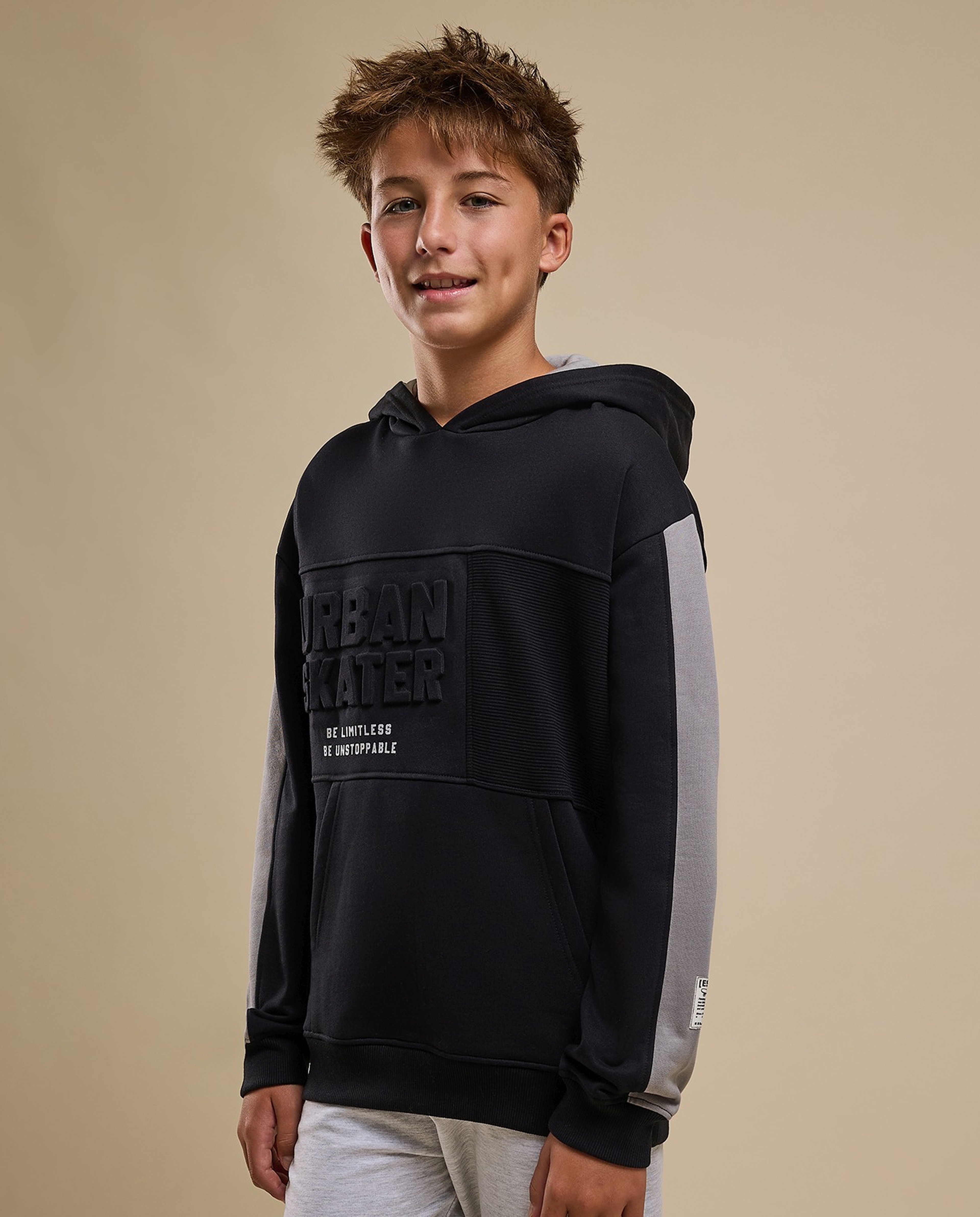 Color Block Hoodie with Long Sleeves