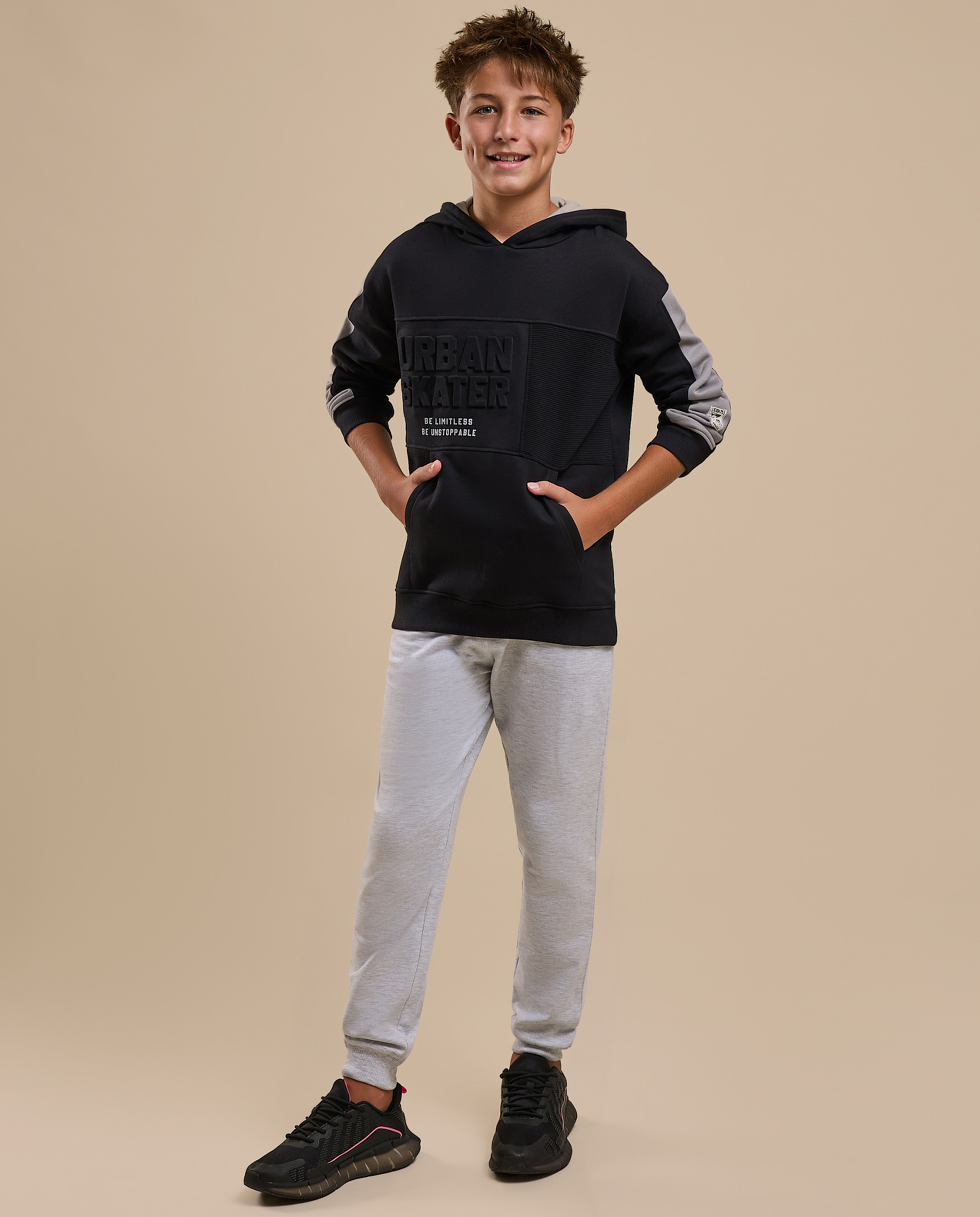 Color Block Hoodie with Long Sleeves