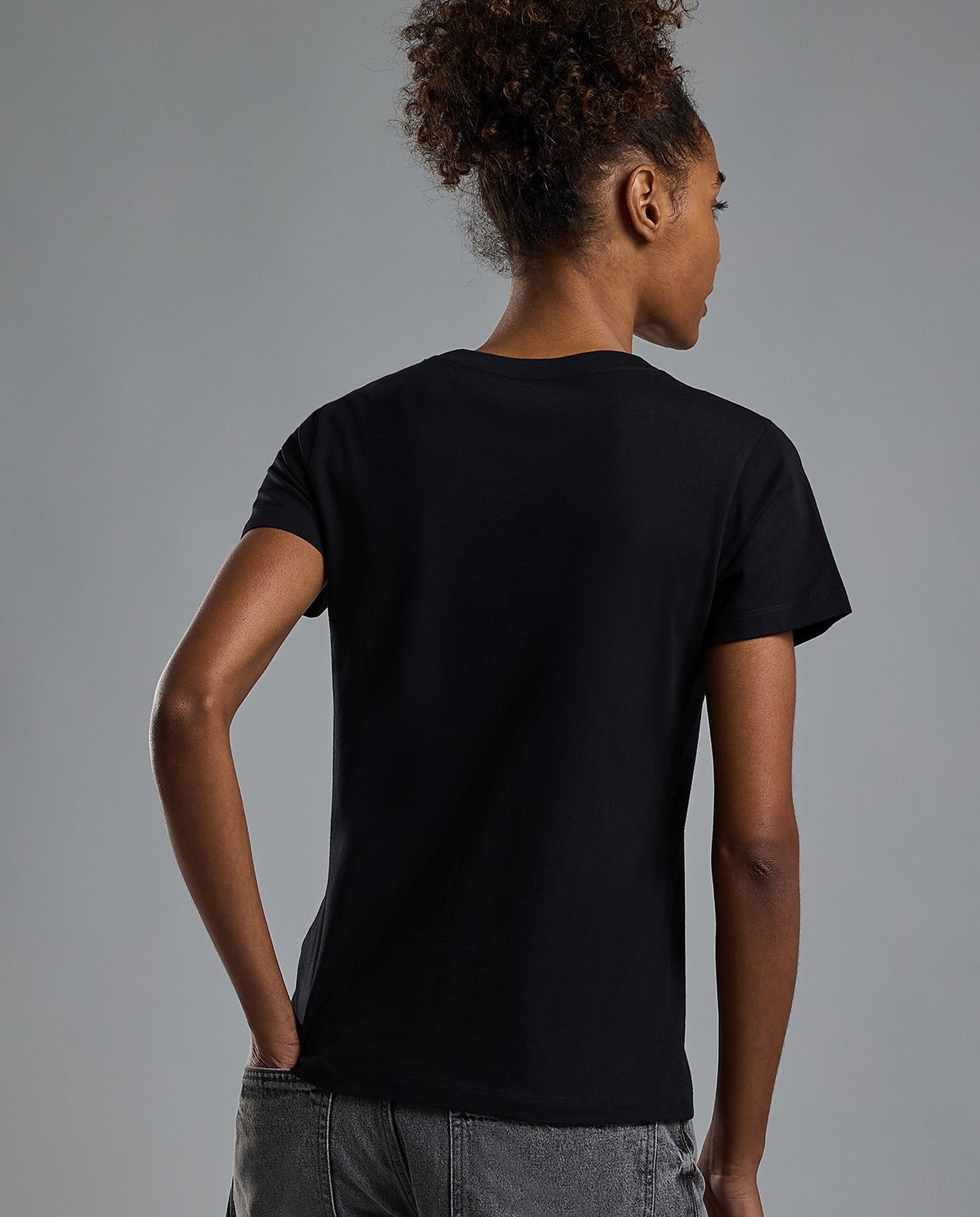 Typography Print T-Shirt with Crew Neck and Short Sleeves