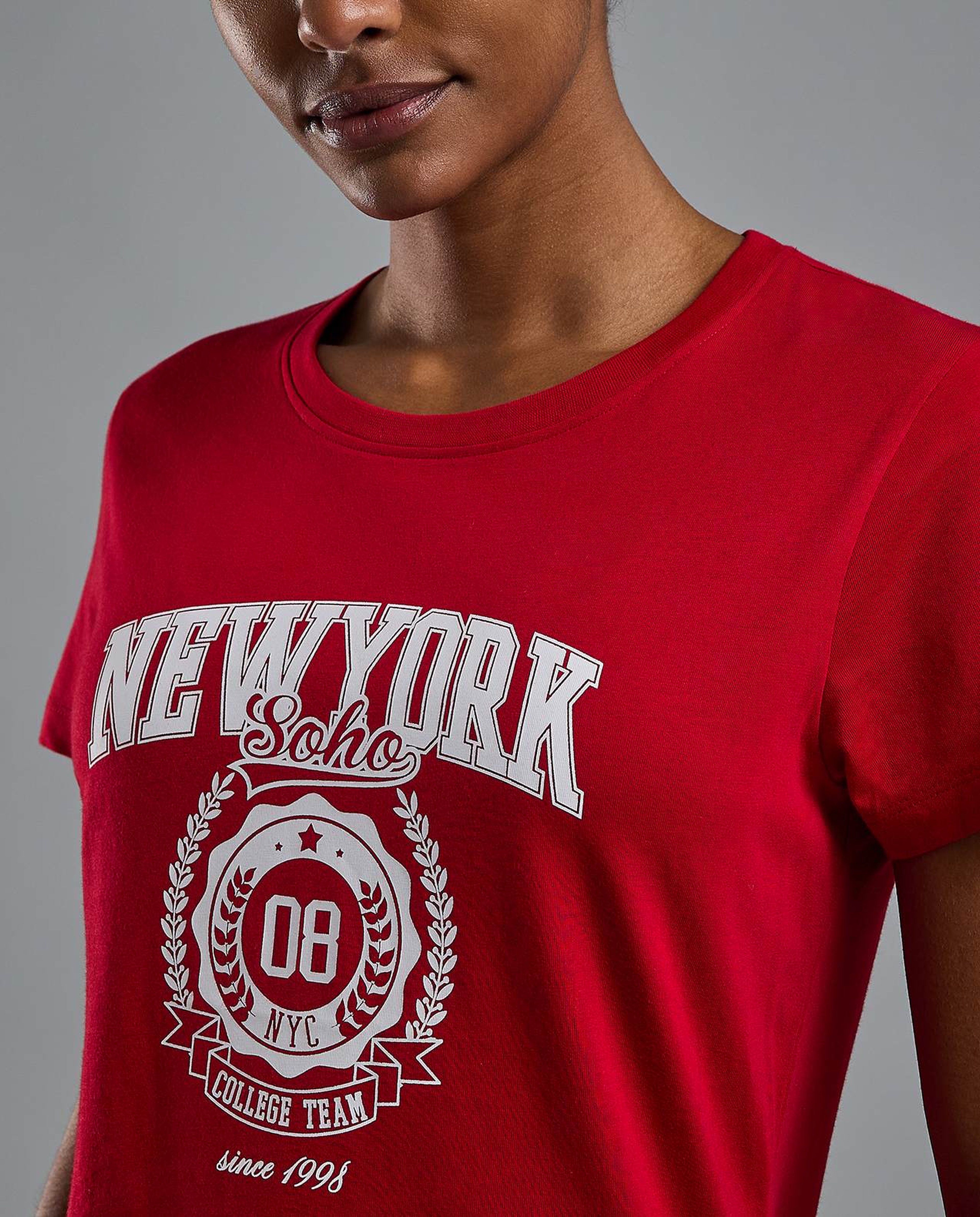 Printed T-Shirt with Crew Neck and Short Sleeves