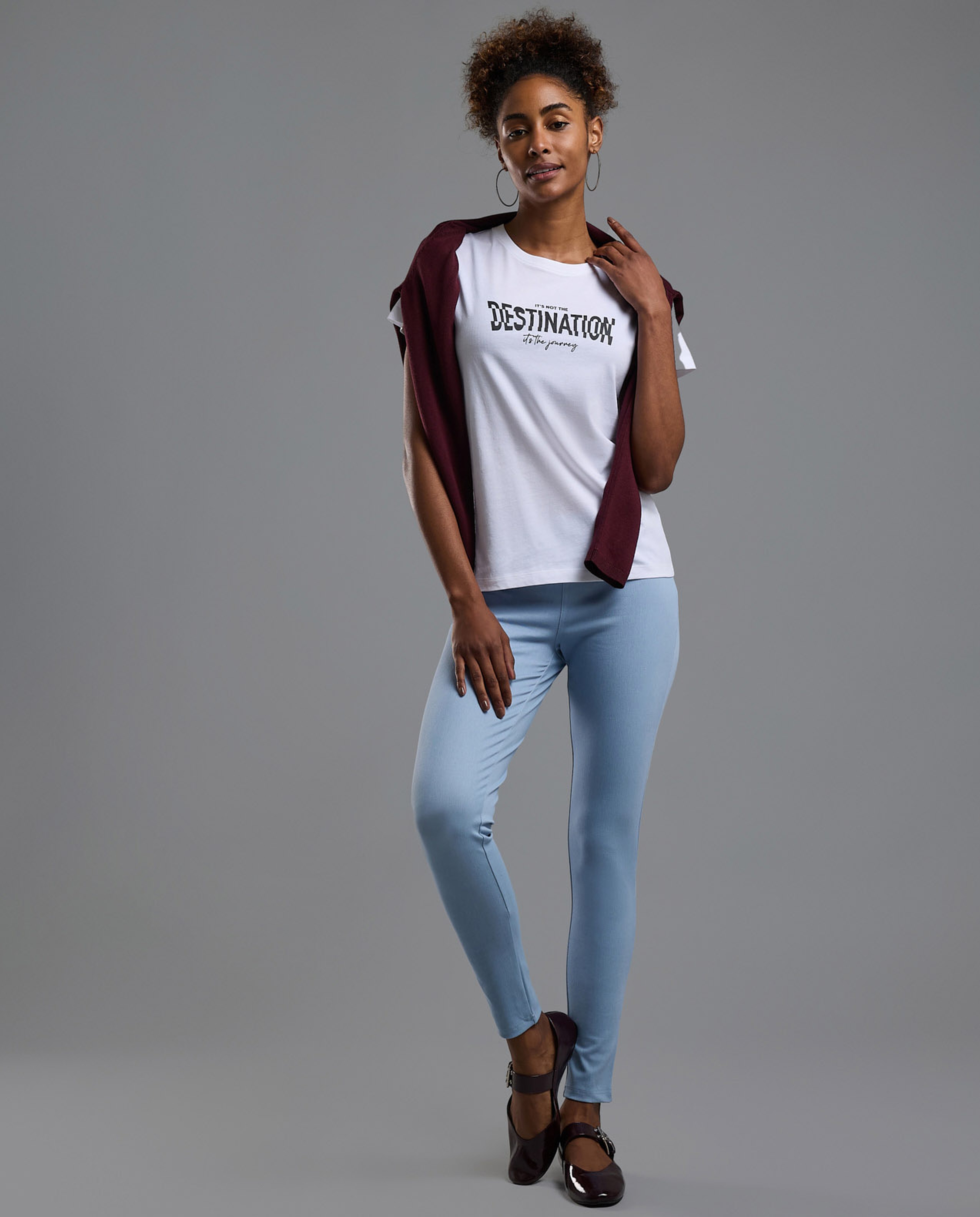 Typography Print T-Shirt with Crew Neck and Short Sleeves