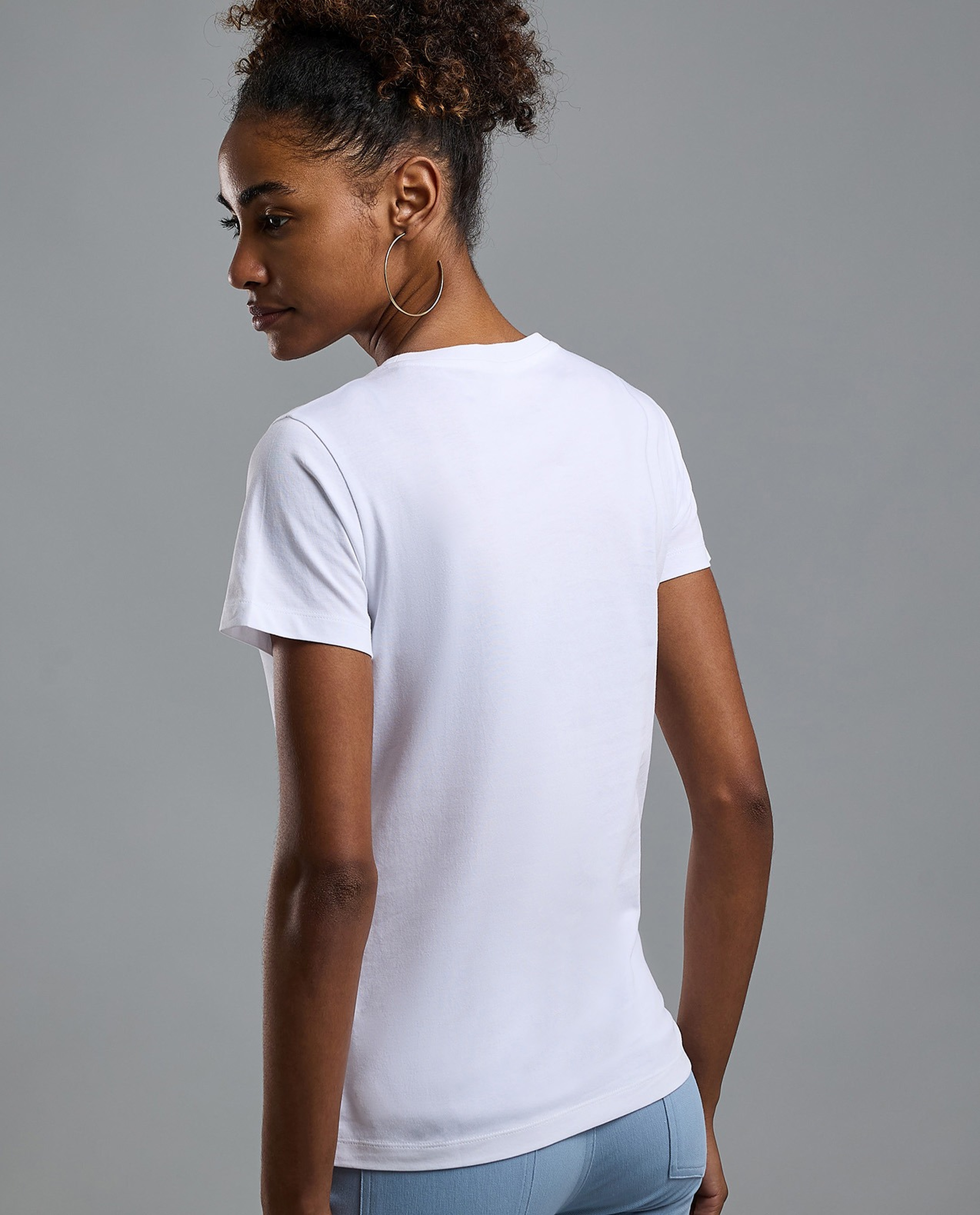 Typography Print T-Shirt with Crew Neck and Short Sleeves