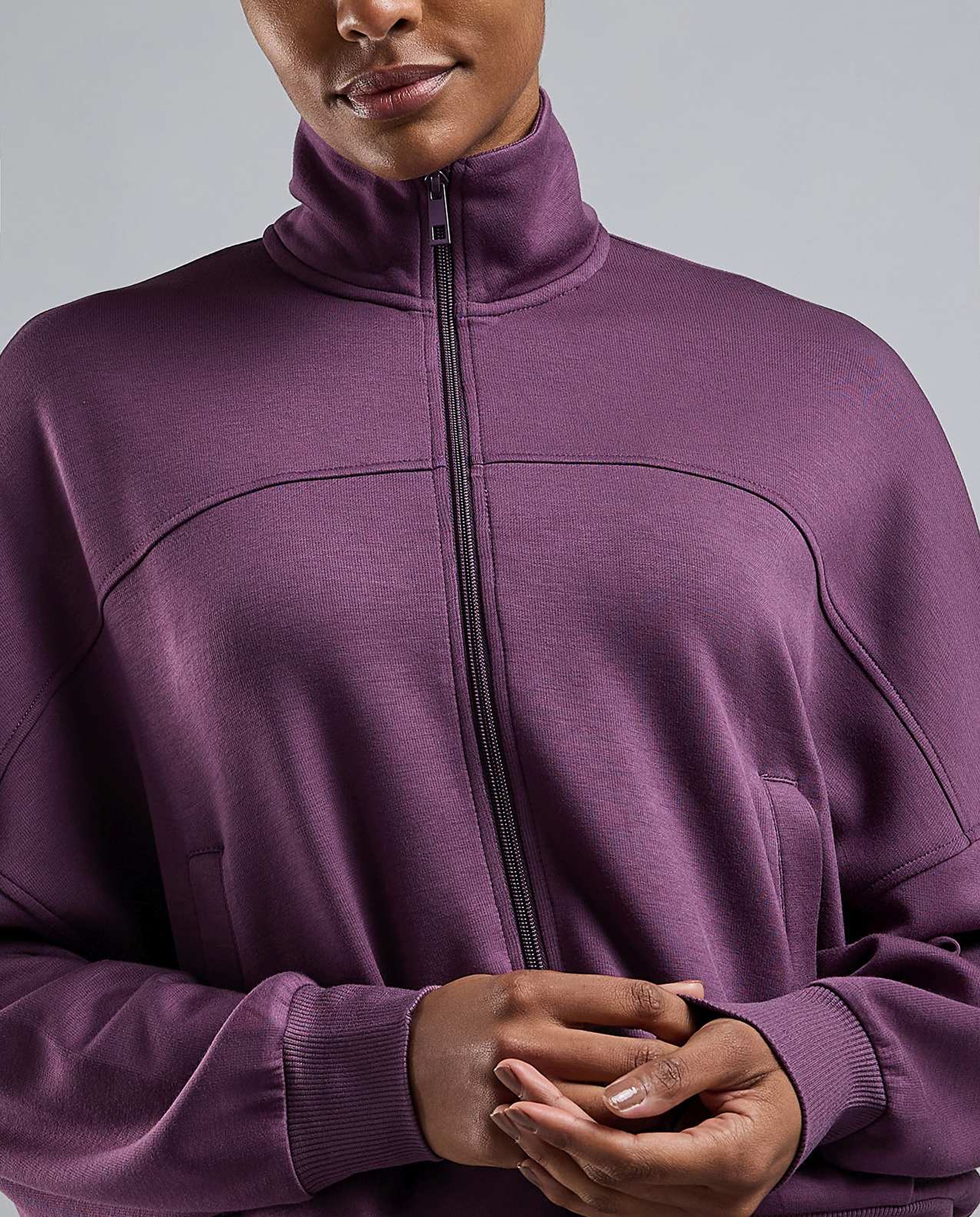 Solid Active Jacket with Zipper Closure