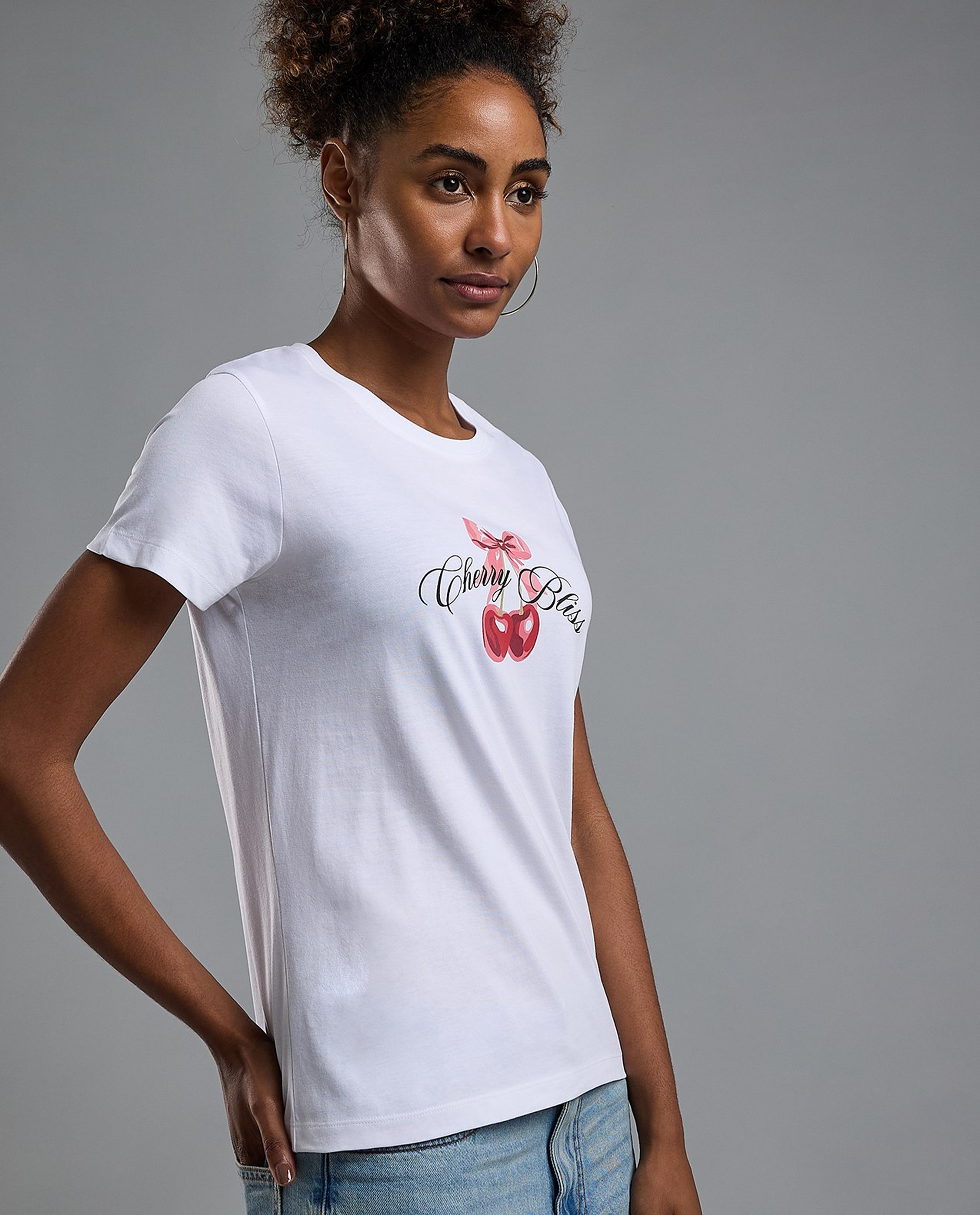 Printed T-Shirt with Crew Neck and Short Sleeves