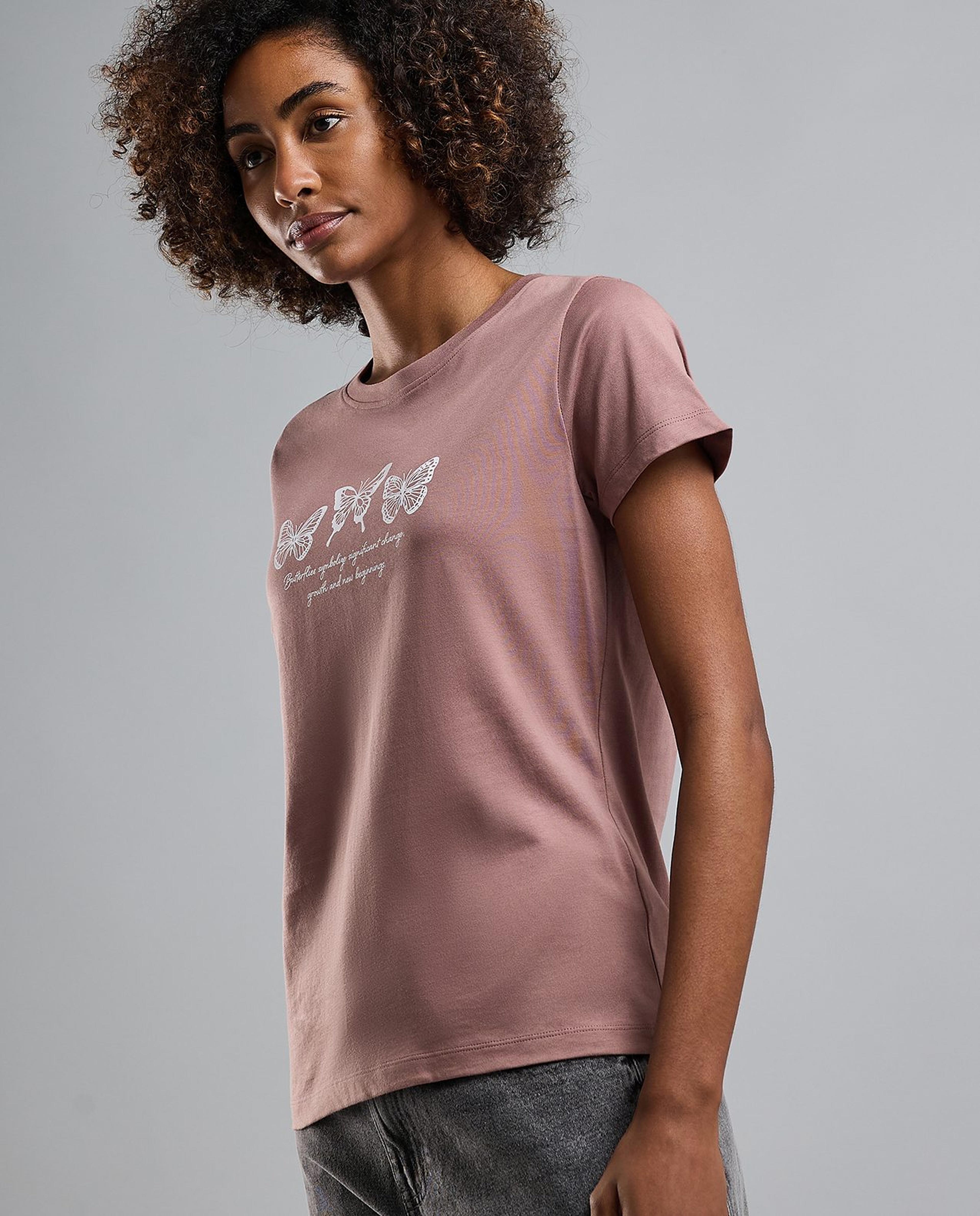 Printed T-Shirt with Crew Neck and Short Sleeves
