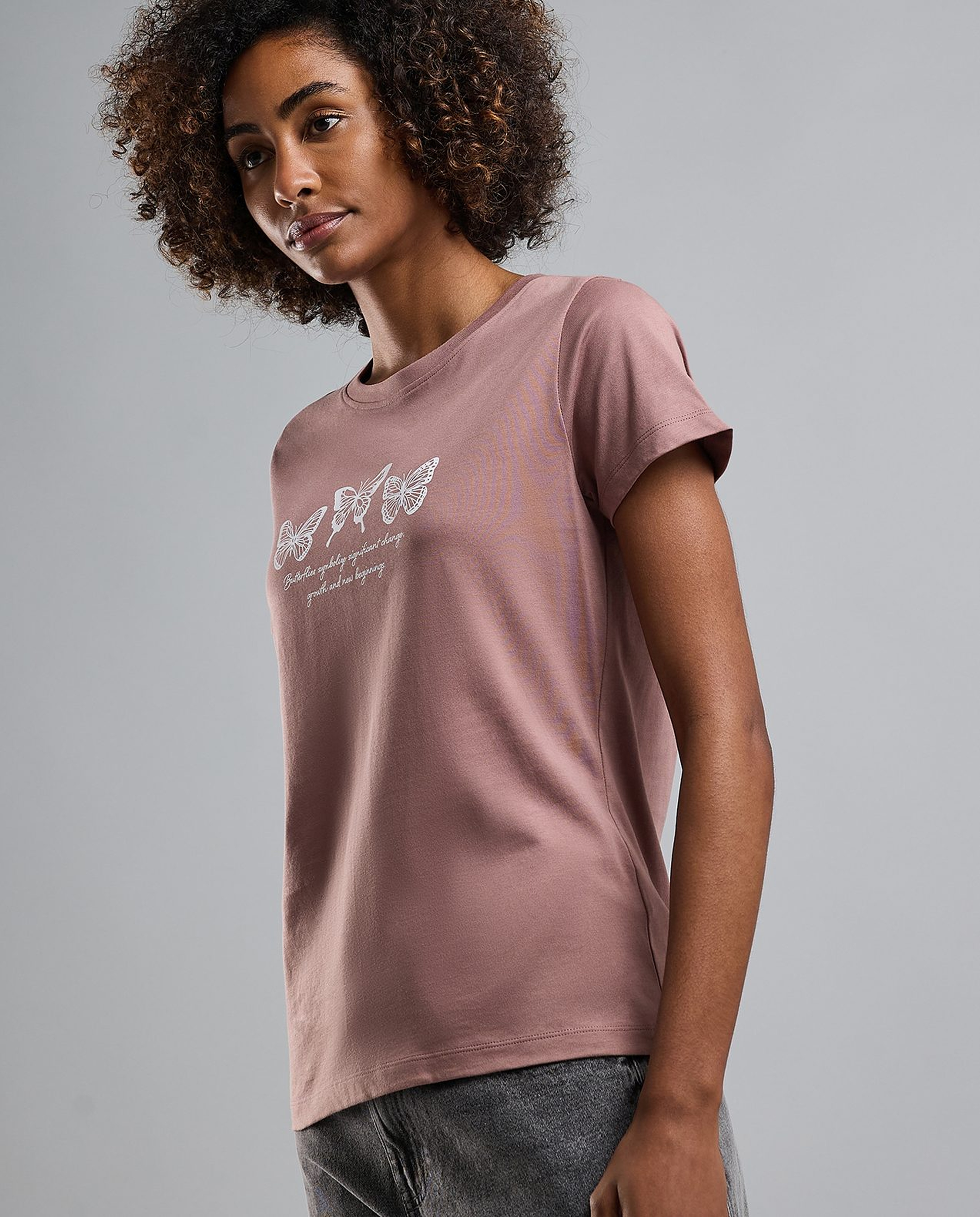 Printed T-Shirt with Crew Neck and Short Sleeves