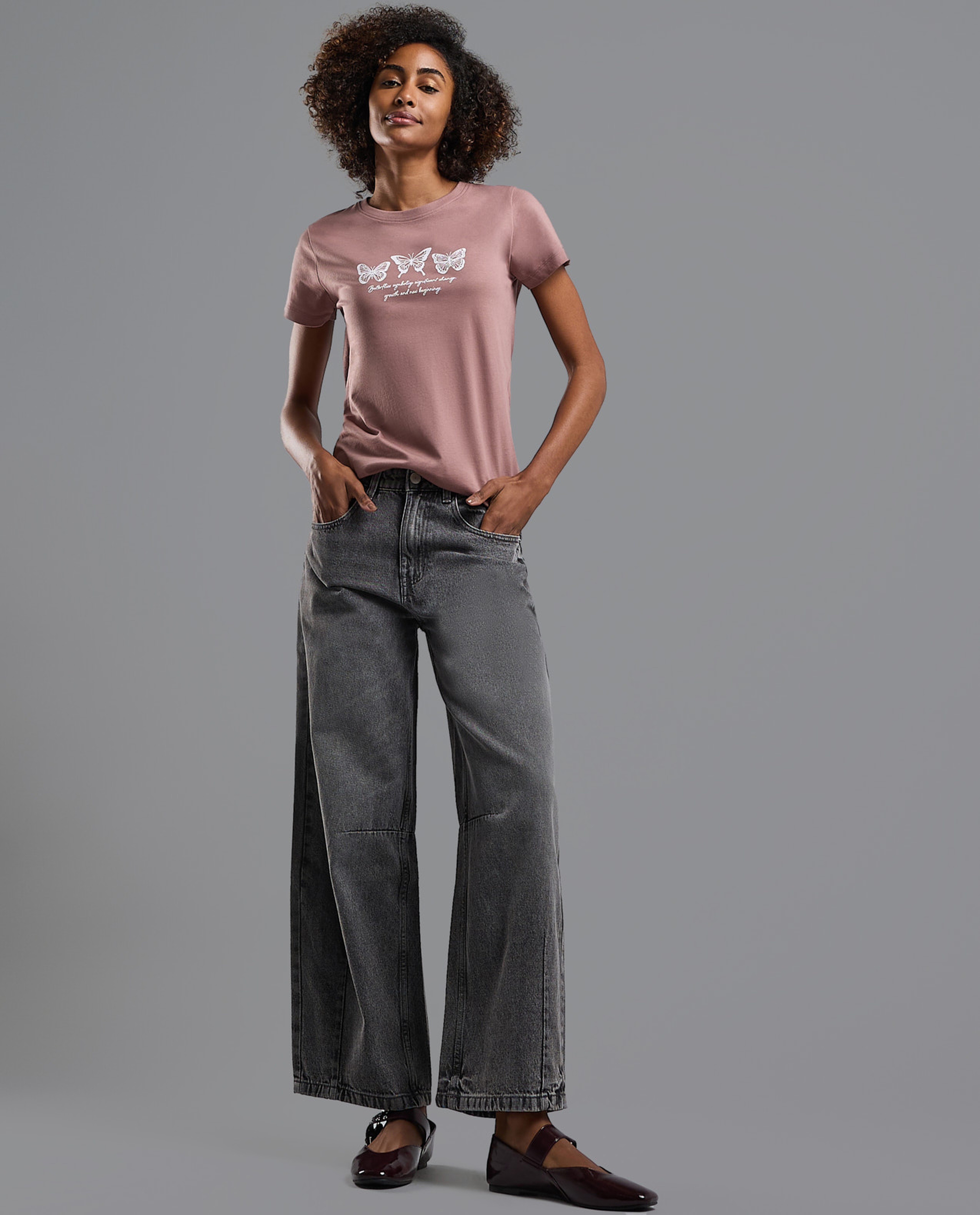 Printed T-Shirt with Crew Neck and Short Sleeves