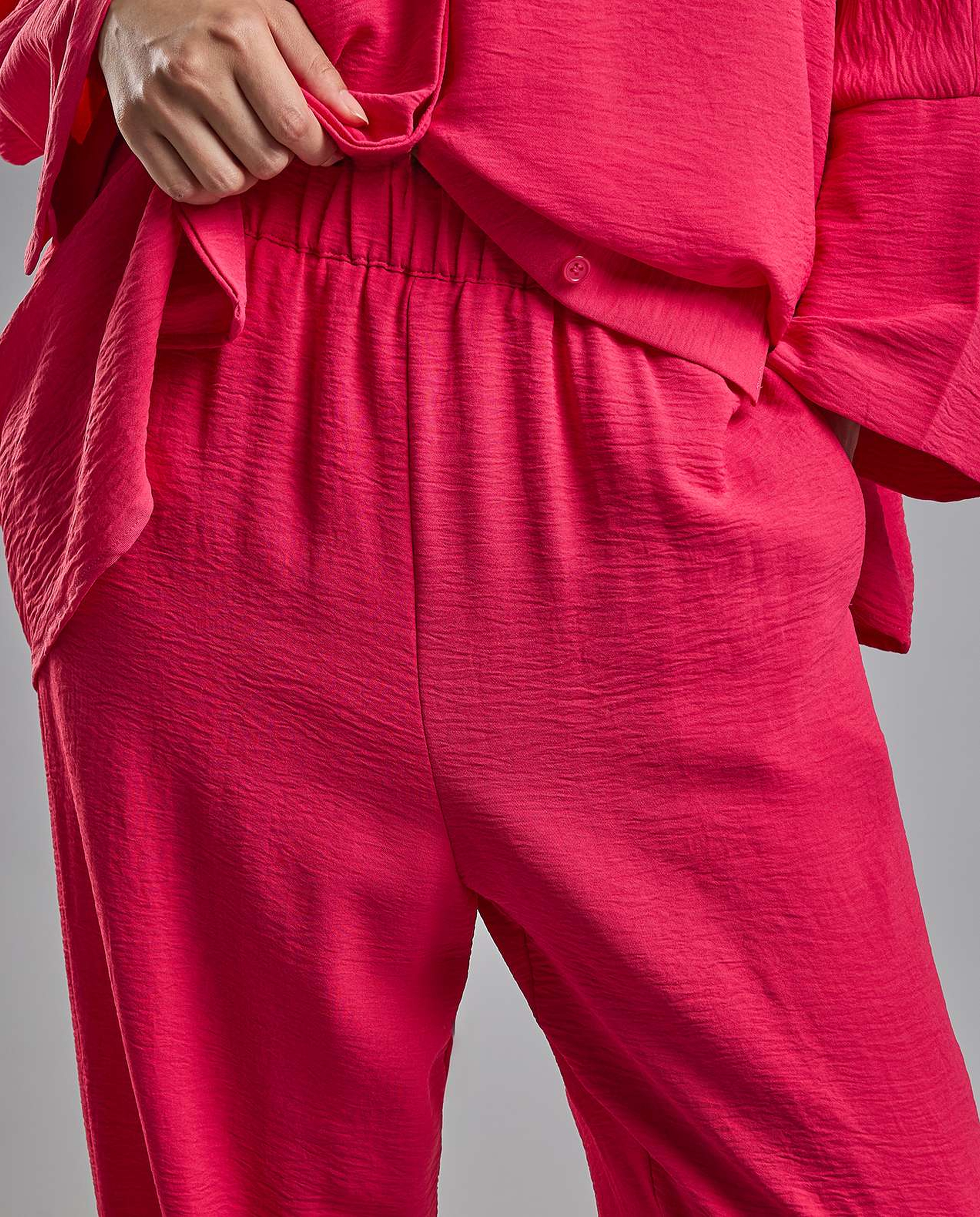 Solid Wide Leg Pants with Drawstring Waist