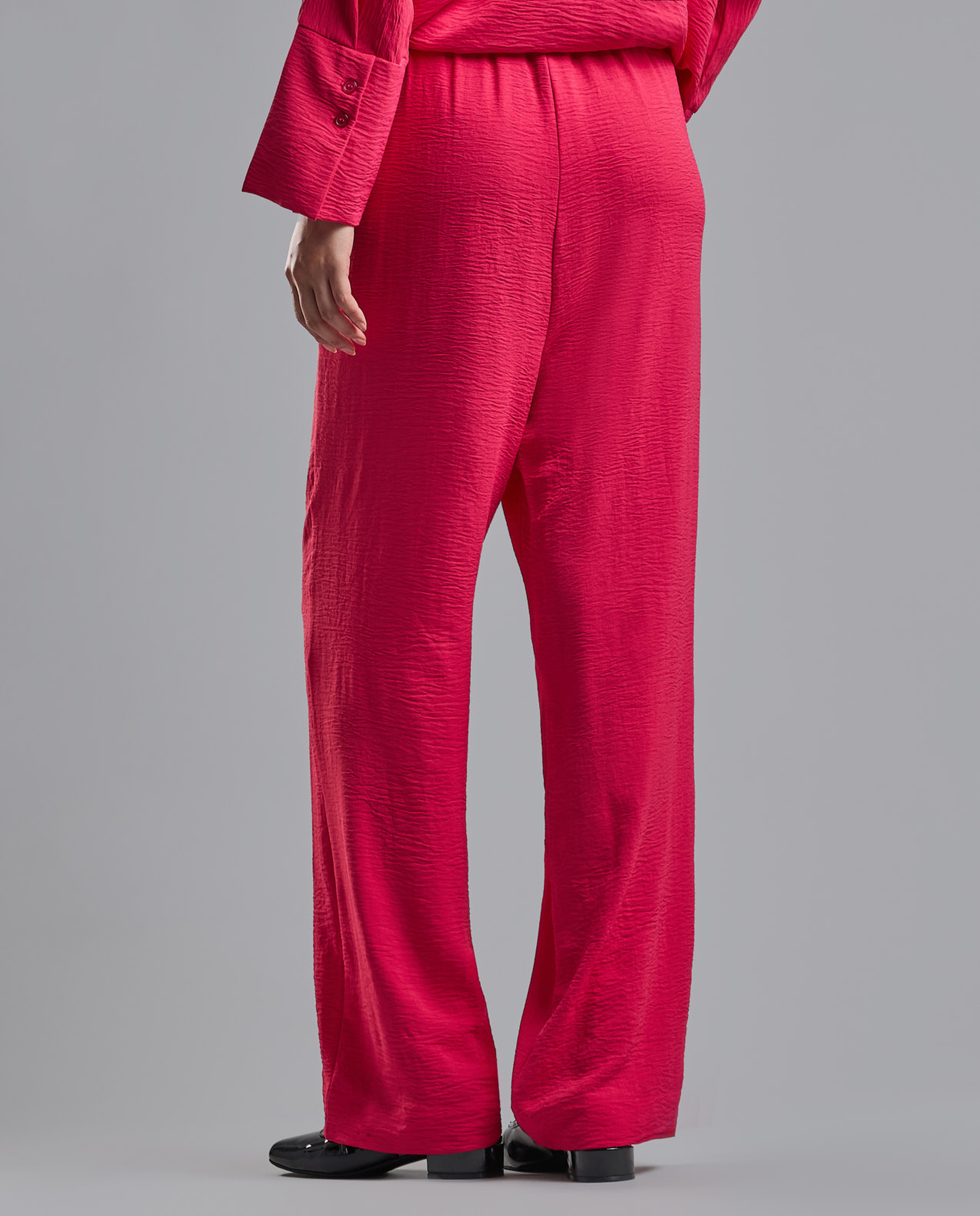 Solid Wide Leg Pants with Drawstring Waist