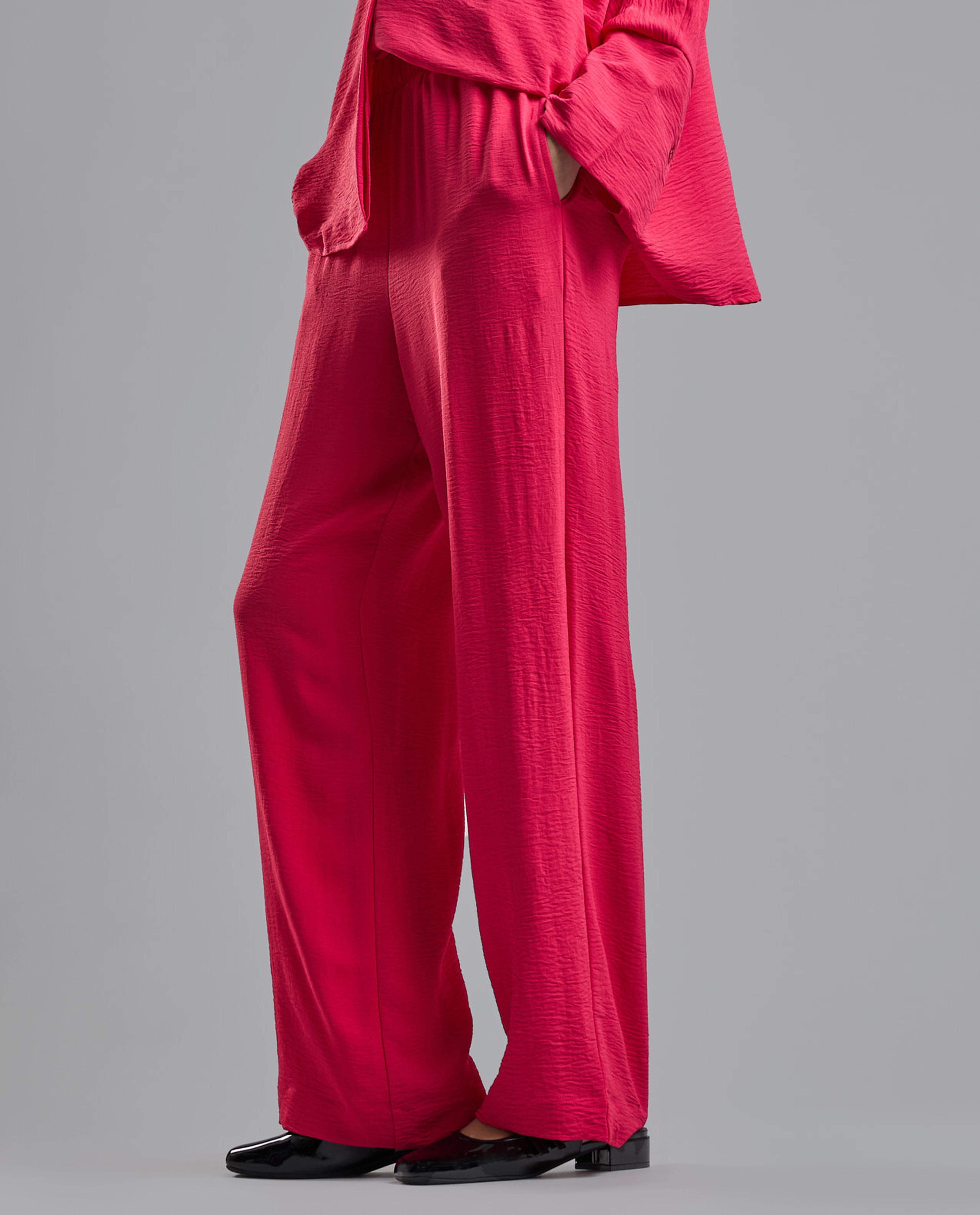 Solid Wide Leg Pants with Drawstring Waist