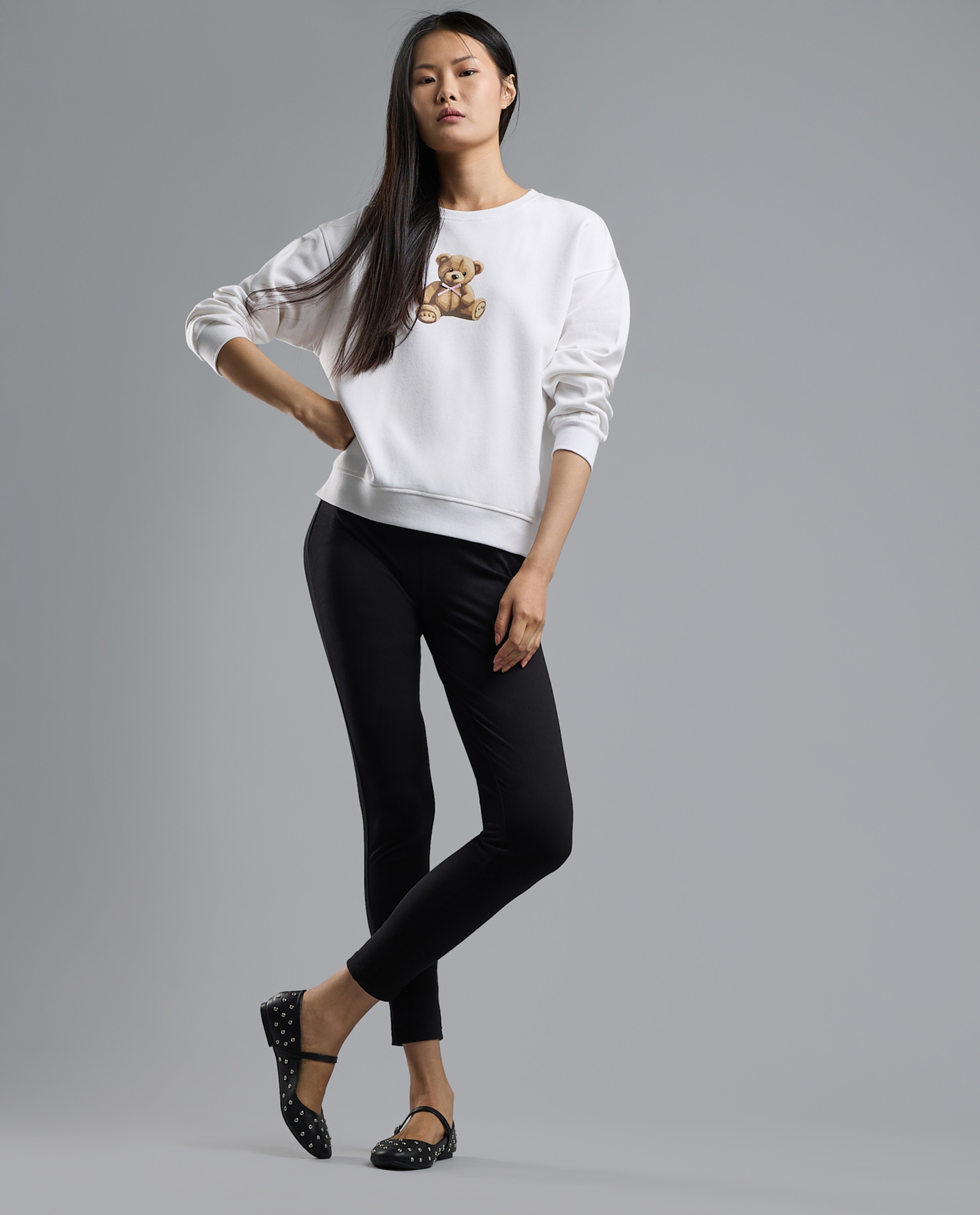 Printed Sweatshirt with Crew Neck and Long Sleeves