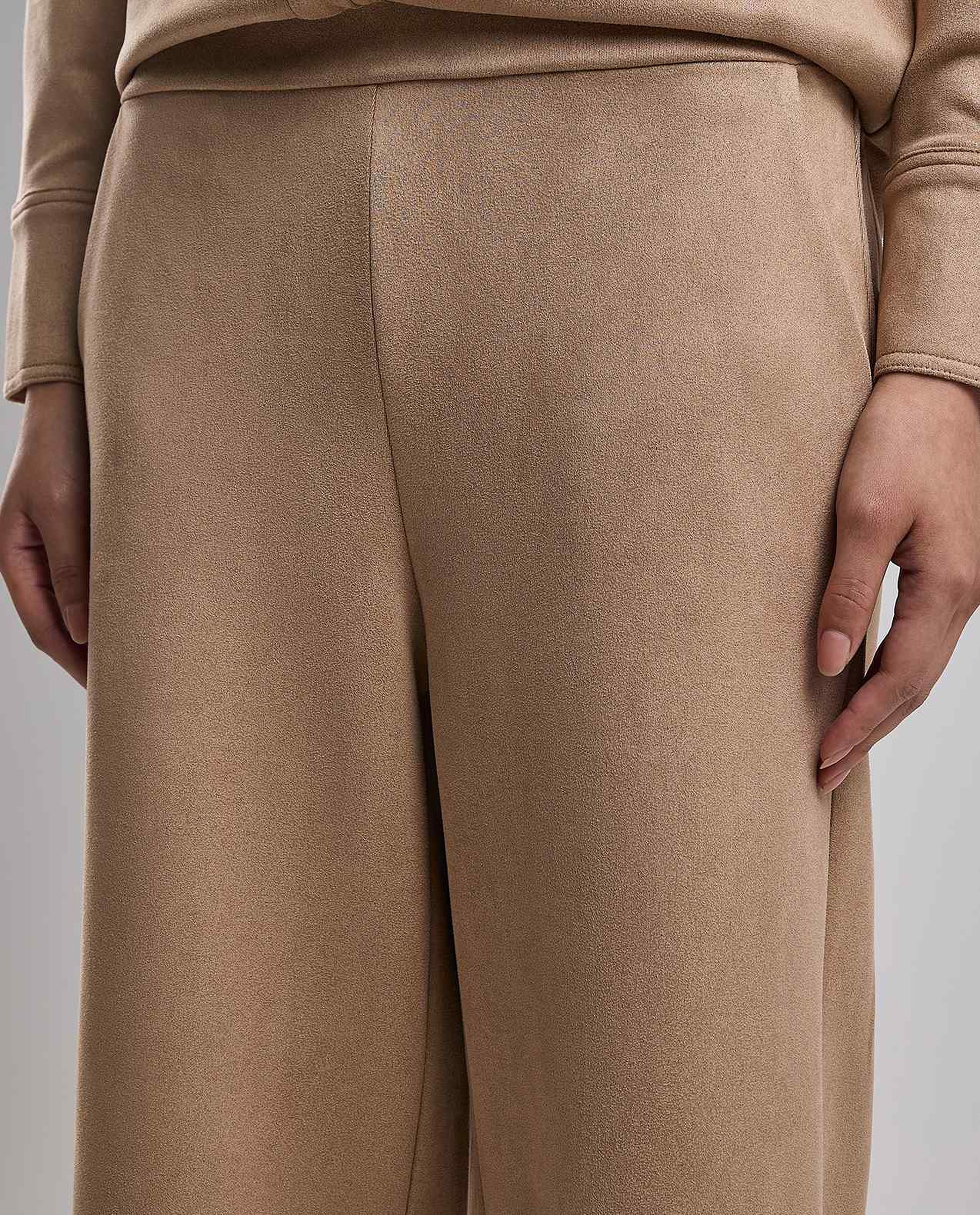 Solid Wide Leg Pants with Drawstring Waist