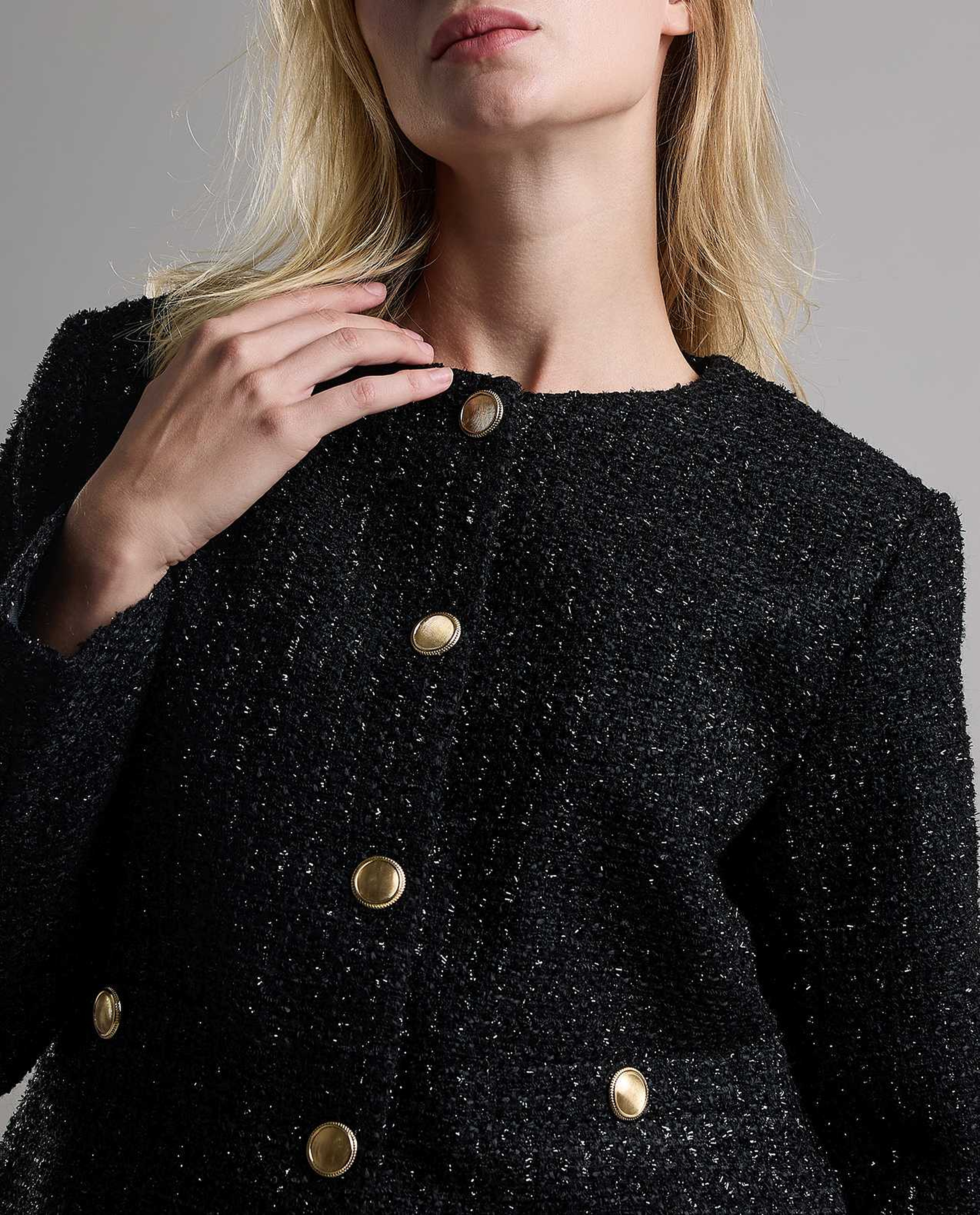 Textured Jacket with Button Closure