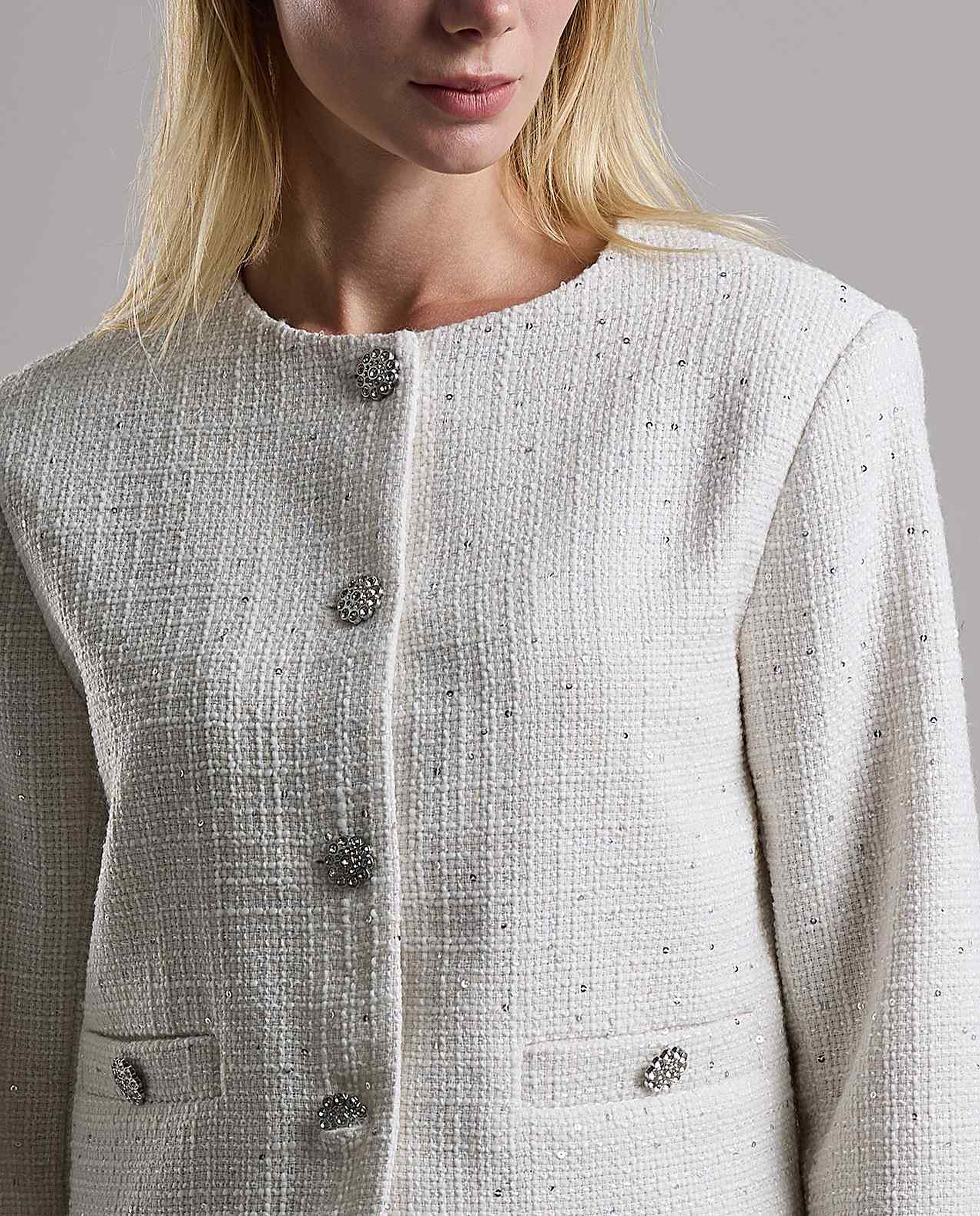 Textured Jacket with Button Closure