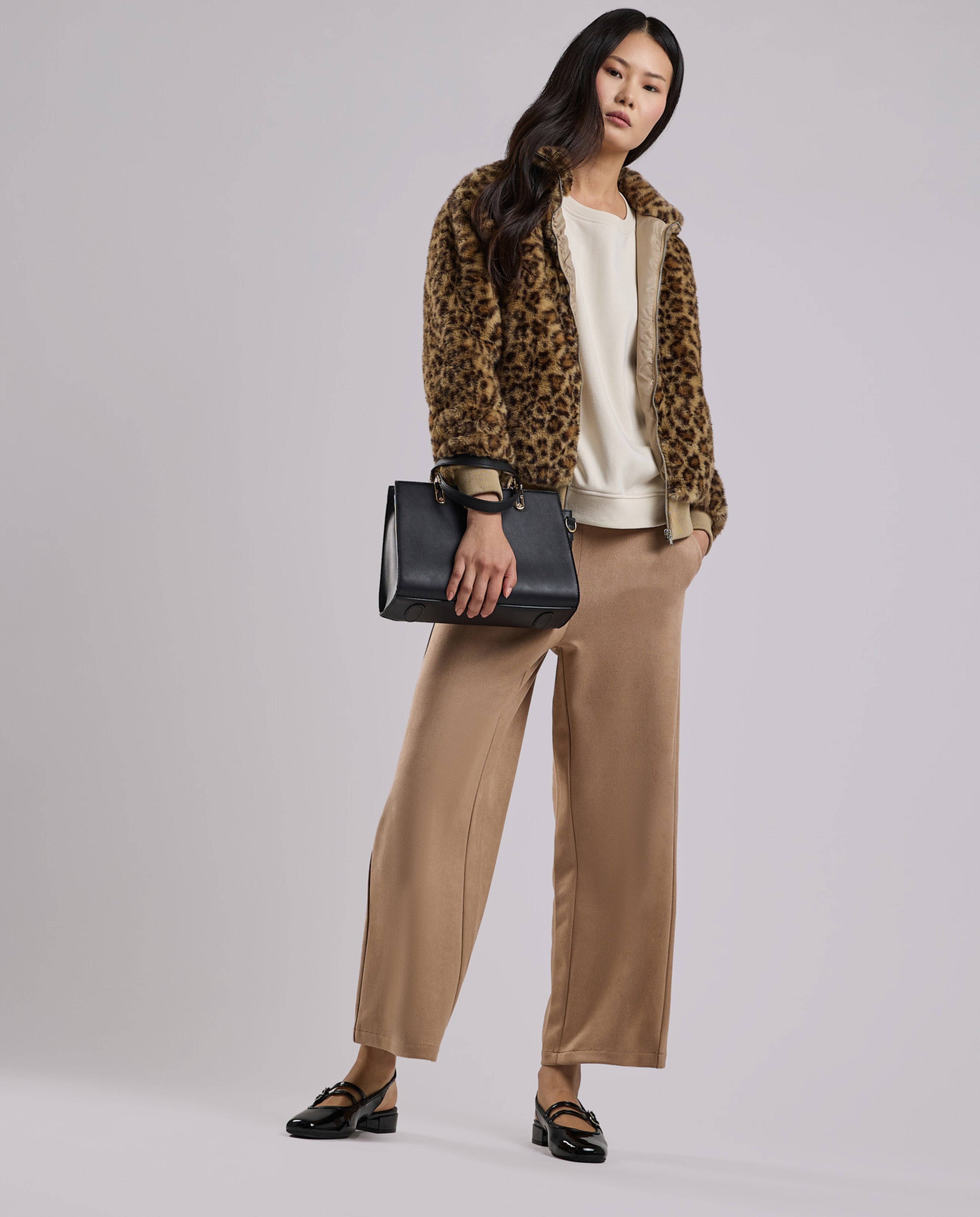 Animal Patterned Jacket with Zipper Closure