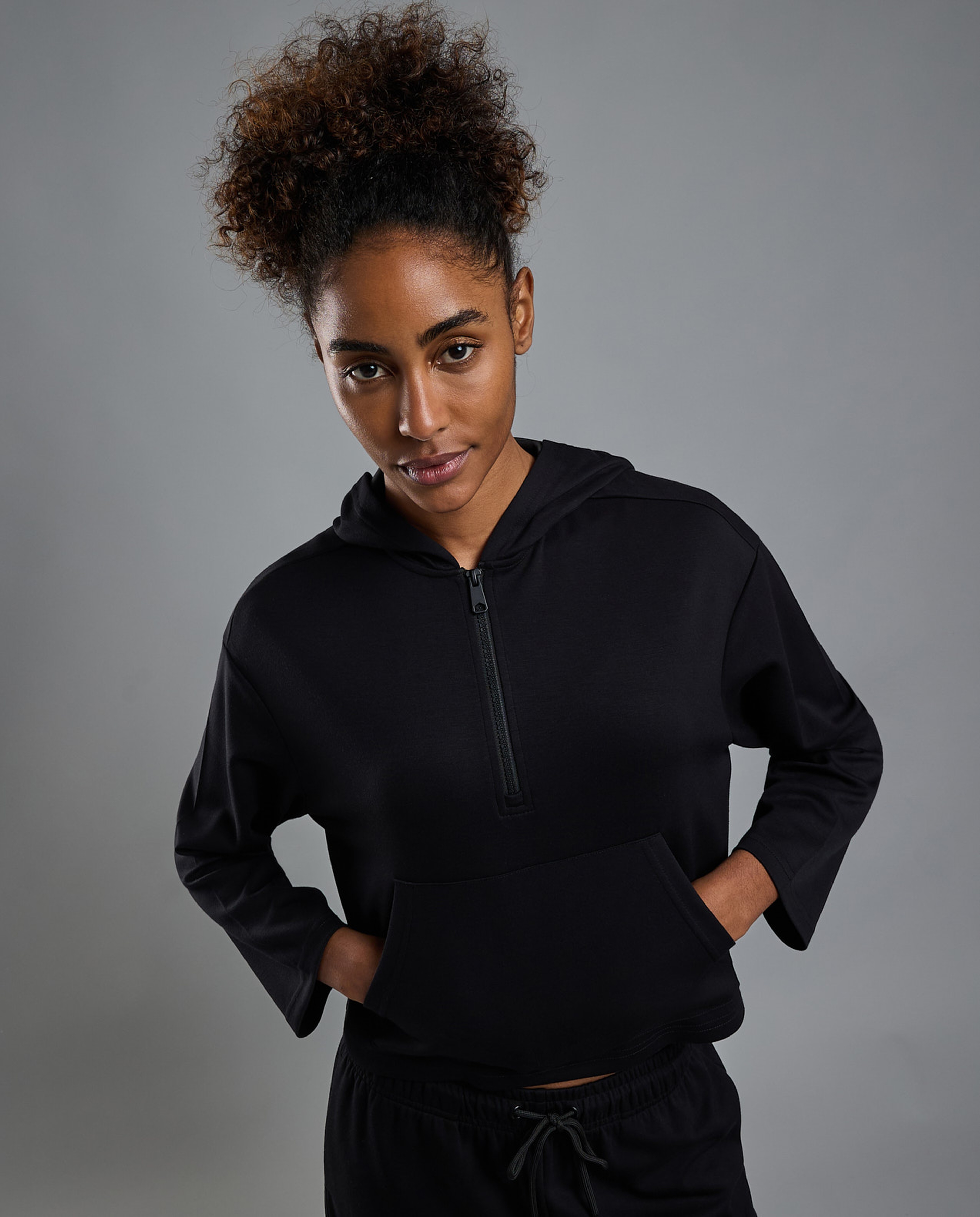 Solid Hoodie with Long Sleeves