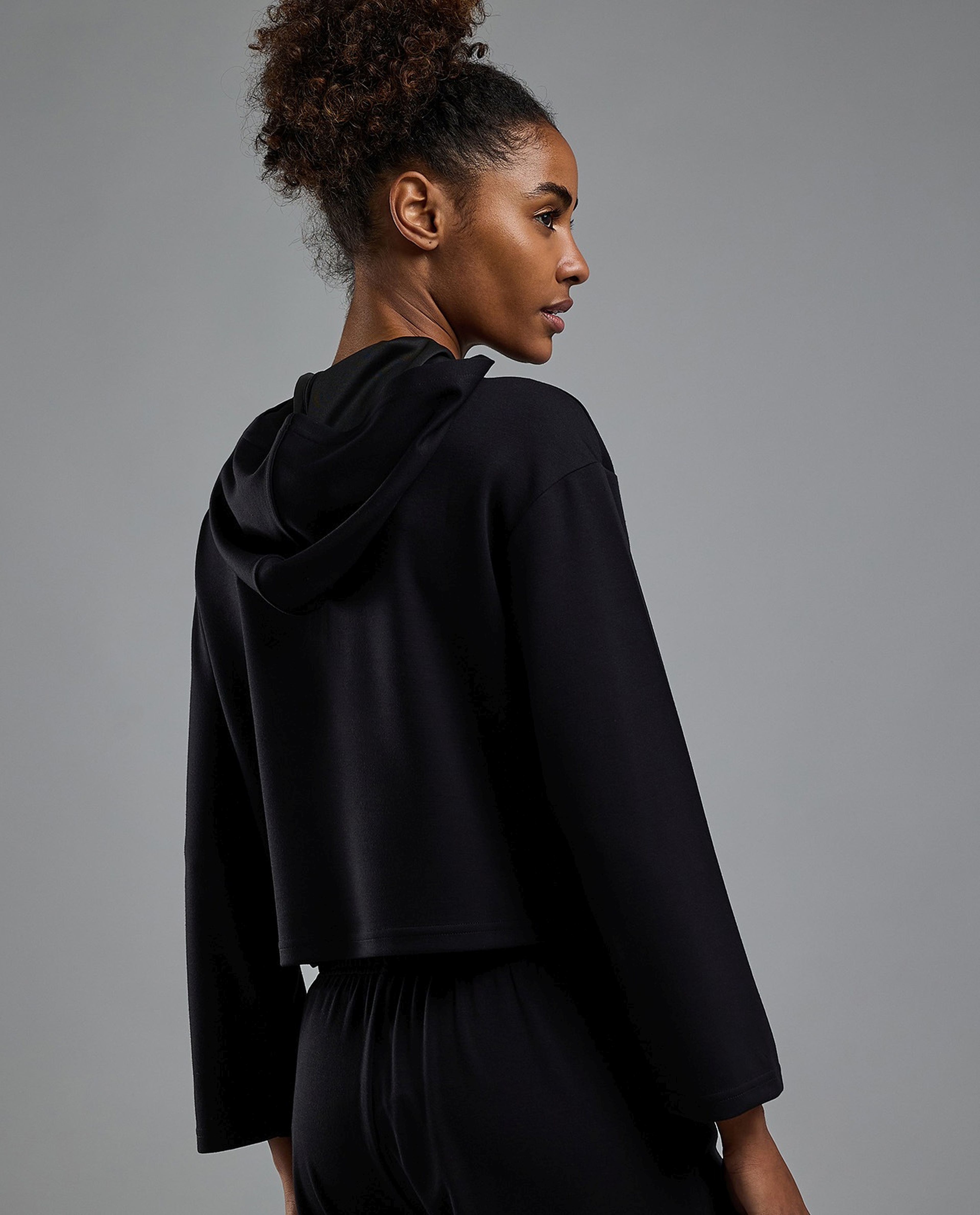 Solid Hoodie with Long Sleeves