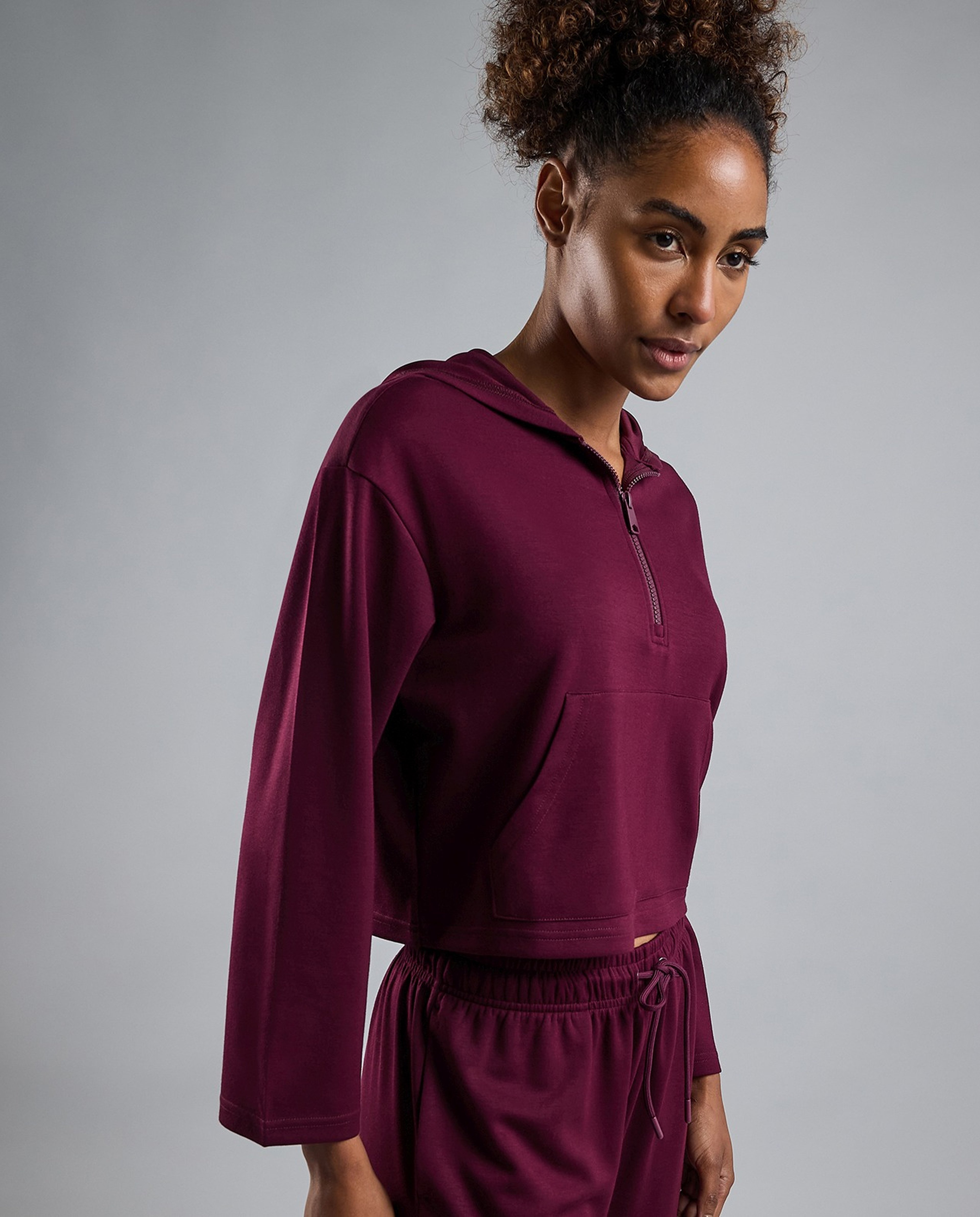 Solid Hoodie with Long Sleeves