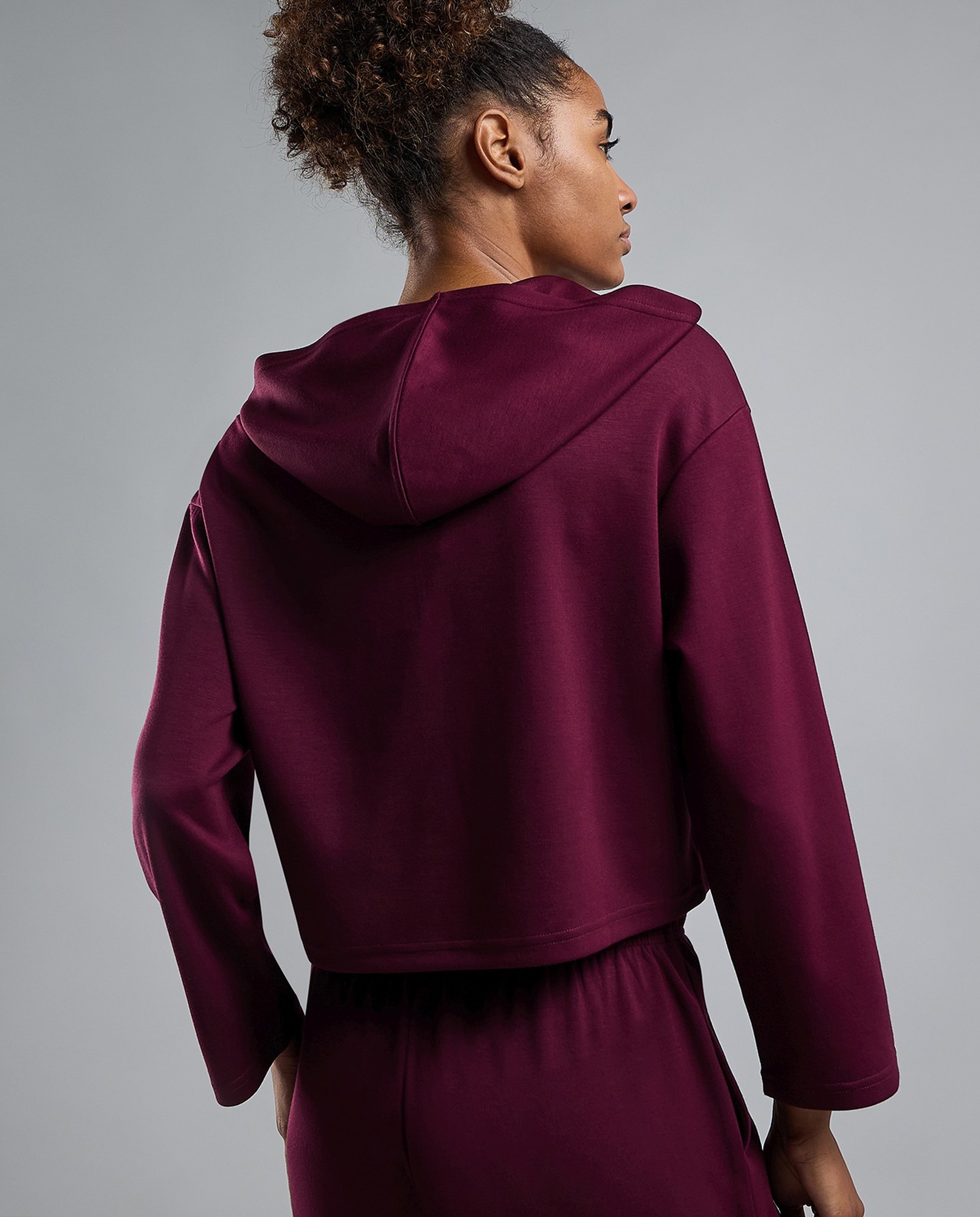 Solid Hoodie with Long Sleeves