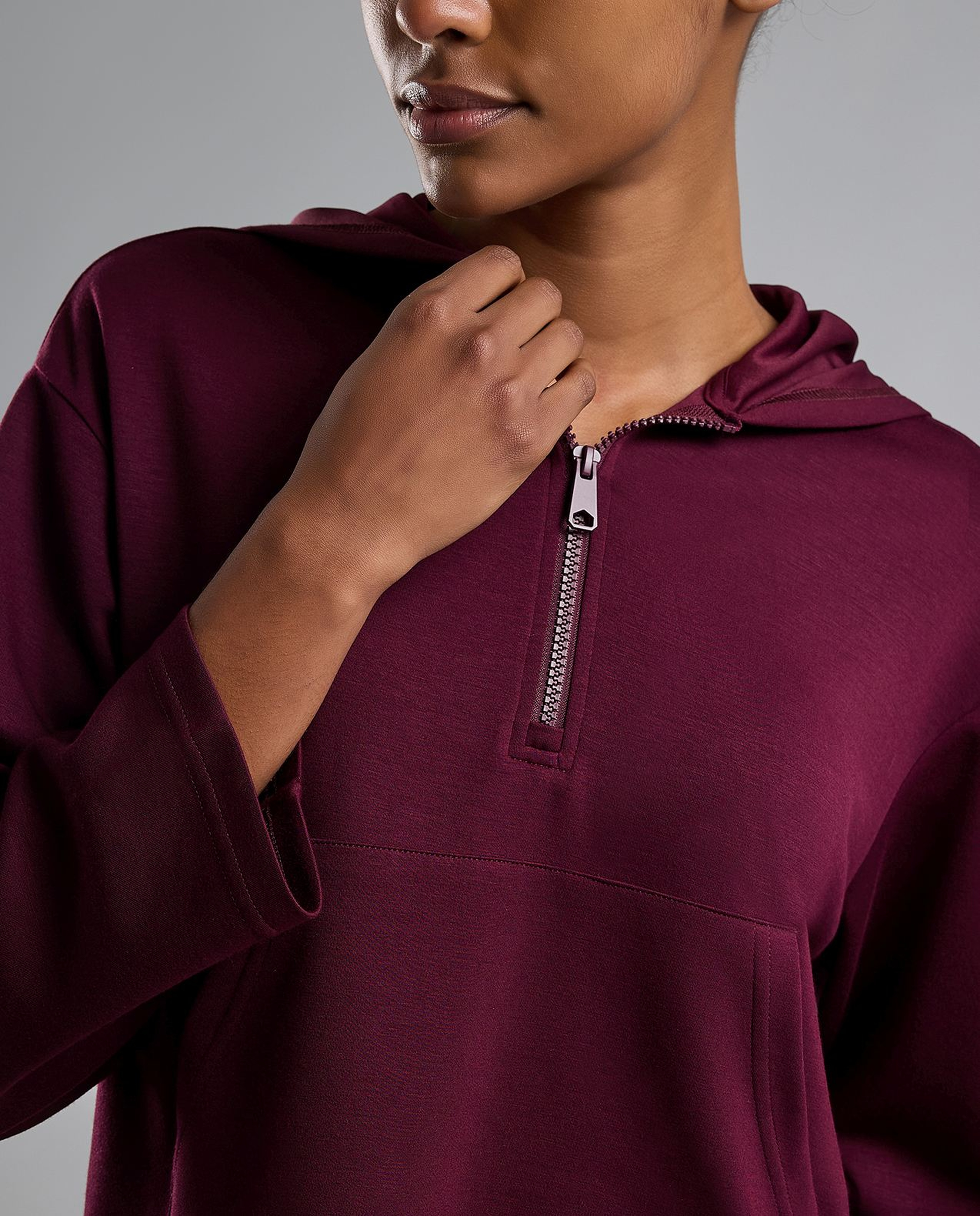 Solid Hoodie with Long Sleeves