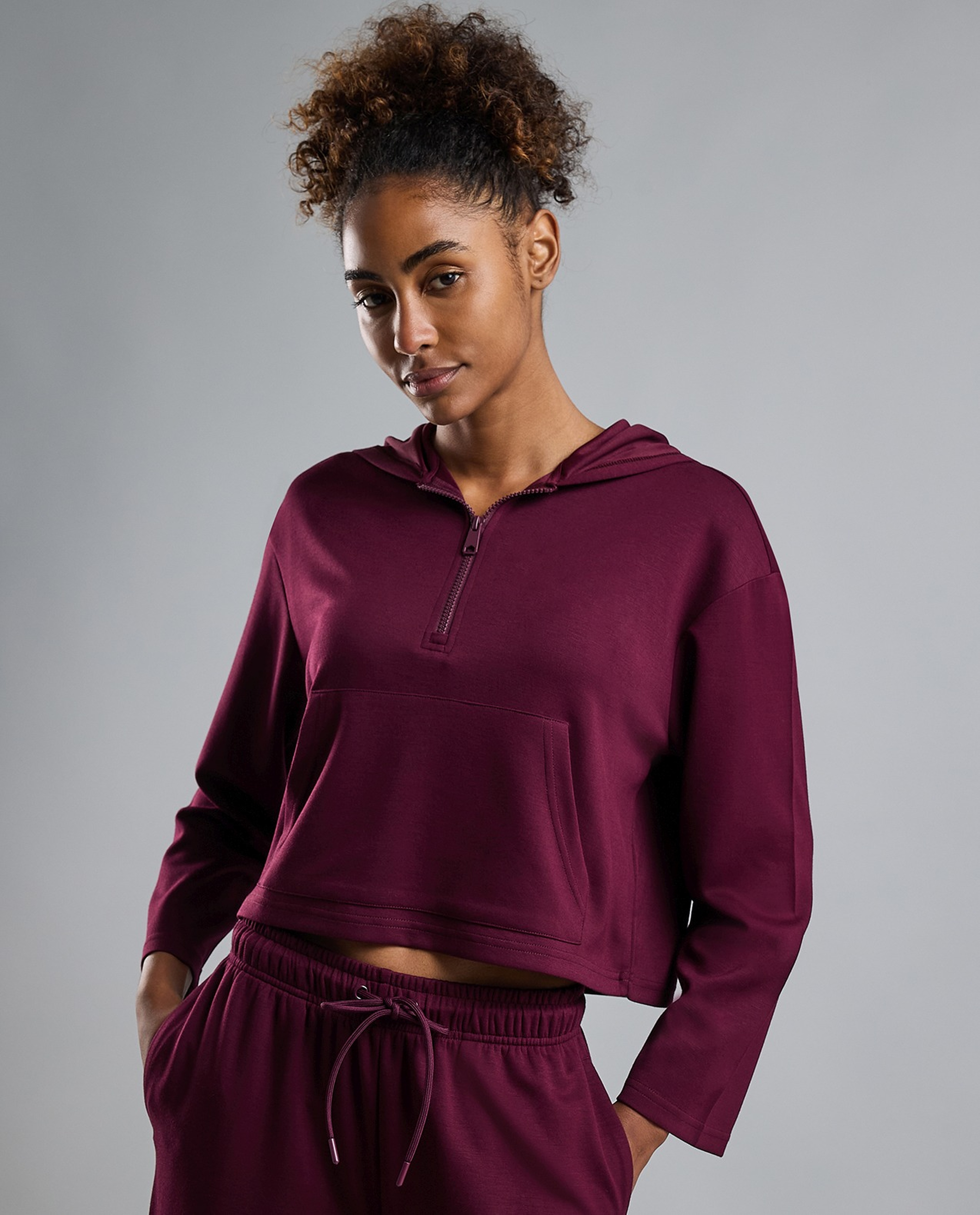 Solid Hoodie with Long Sleeves