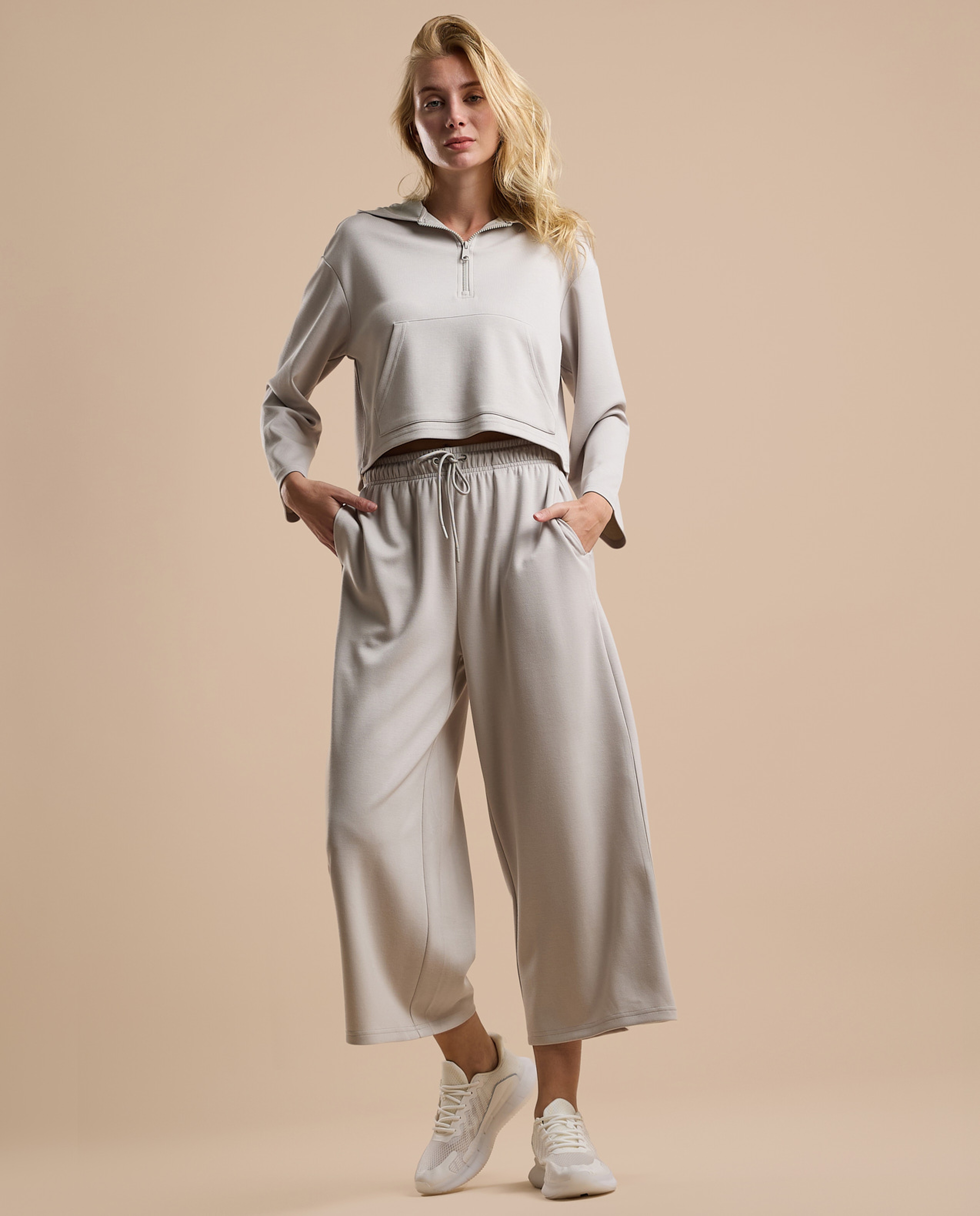 Solid Hoodie with Long Sleeves